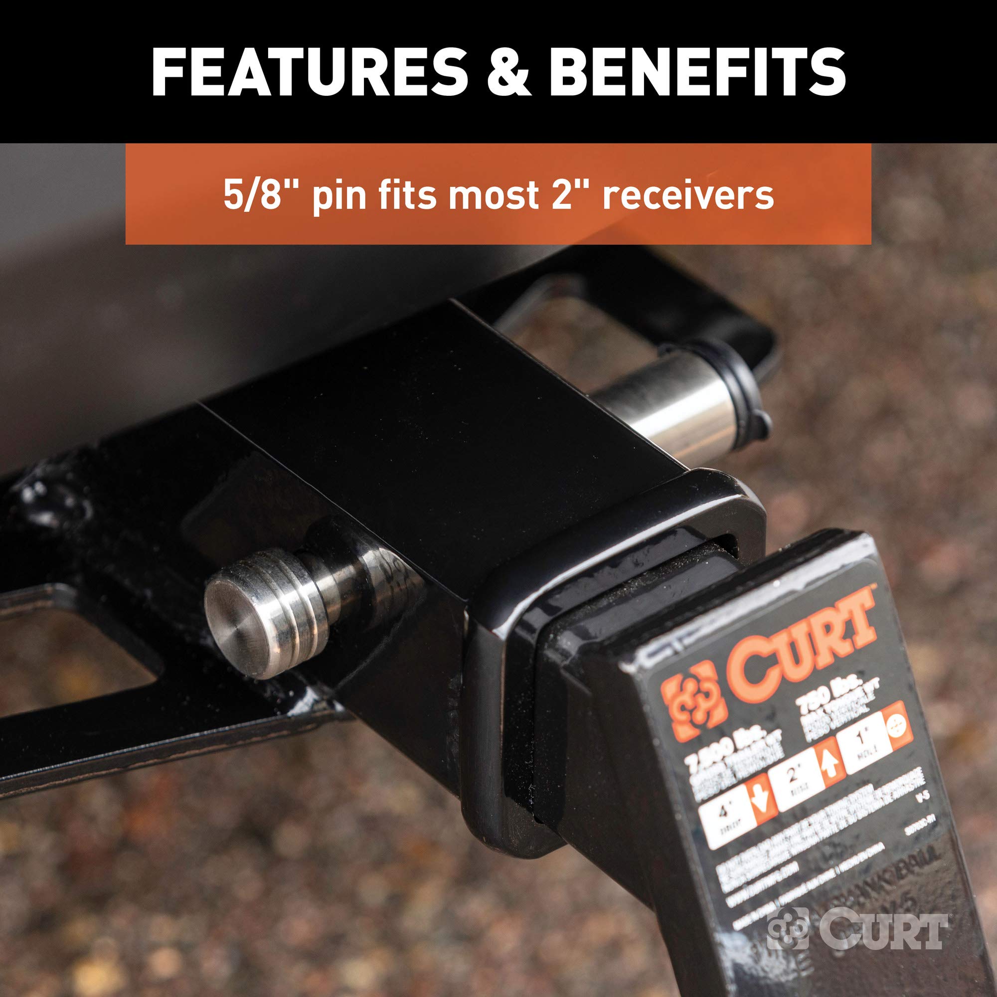 CURT Stainless Steel Trailer Hitch Lock 23516, 5/8-Inch Pin Diameter, Fits 2-Inch Receiver