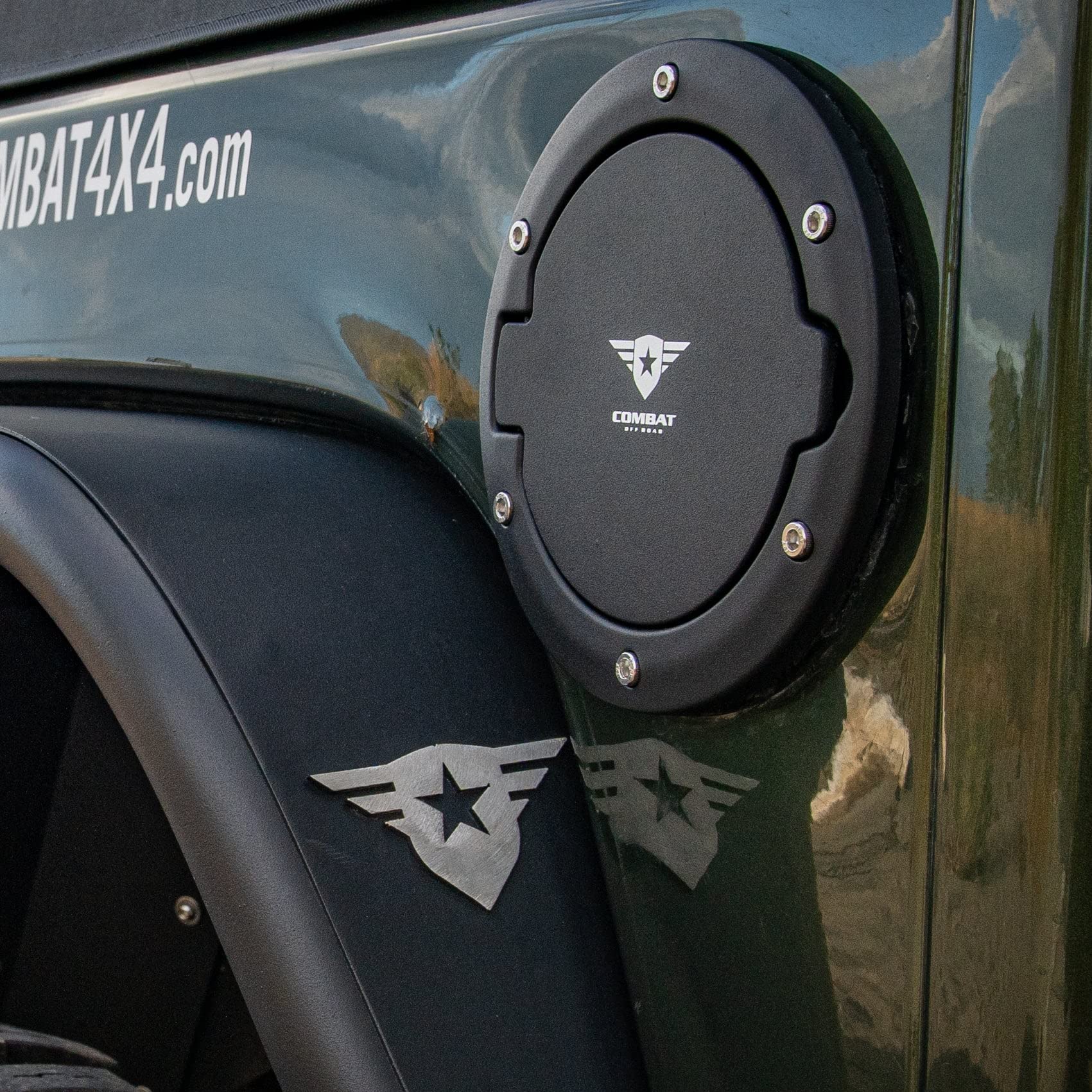 Fuel Containment Door Combat Off Road - Gas Cap Door Compatible with Jeep Wrangler JK/JKU