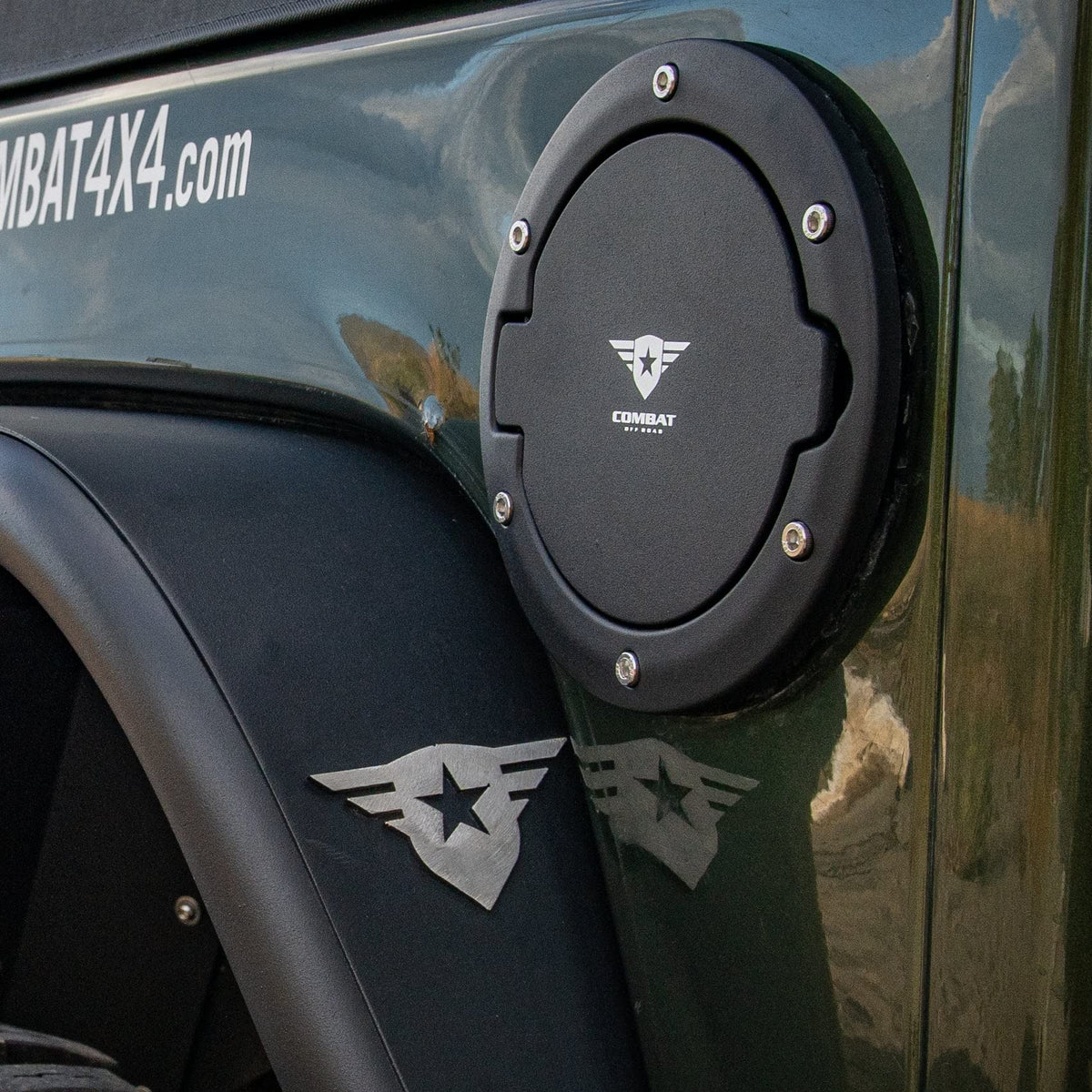 Fuel Containment Door Combat Off Road - Gas Cap Door Compatible with Jeep Wrangler JK/JKU