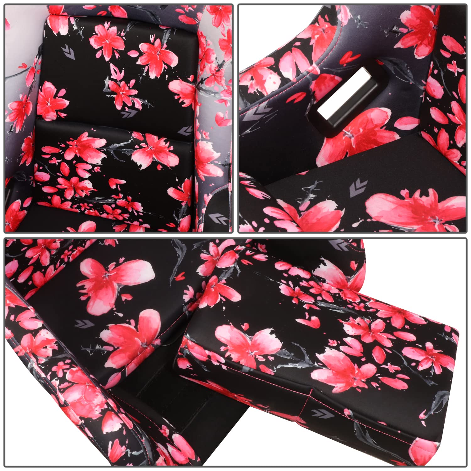NRG Innovations Fixed Back Bucket Seat NRG-FRP-302-SAKURA Fiber Glass Ombre Sakura Print wBottom Mount Bracket