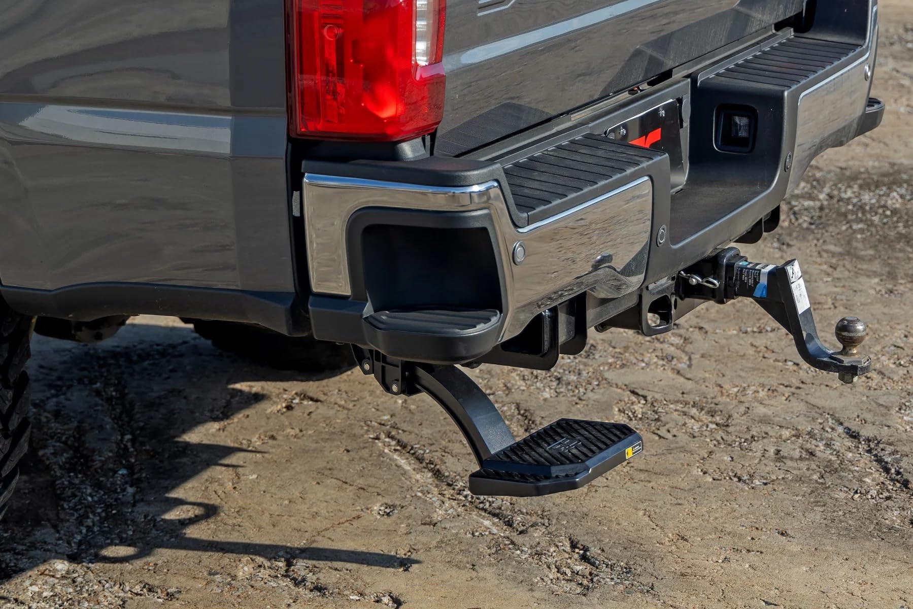 Rough Country Bed Step Retractable for Ford F-250/F-350 SuperDuty (2023-2026) - Driver Side, Manual Pull Tailgate Step, Non-Slip Truck Step