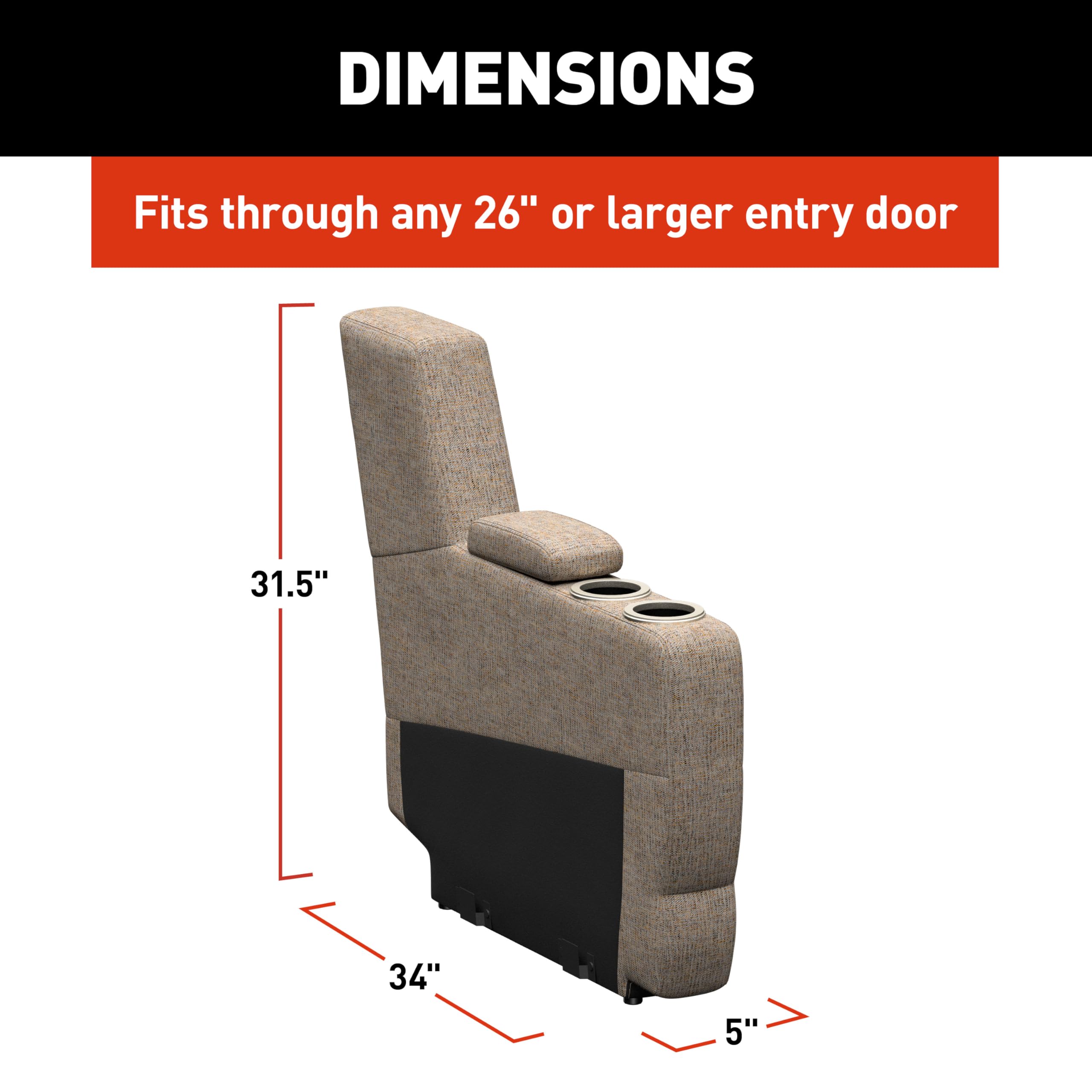 THOMAS PAYNE Seismic Series Signature Dellmead RV Theater Seating 5" Center Console with Storage Compartment, Dual Cupholders - 2024044206