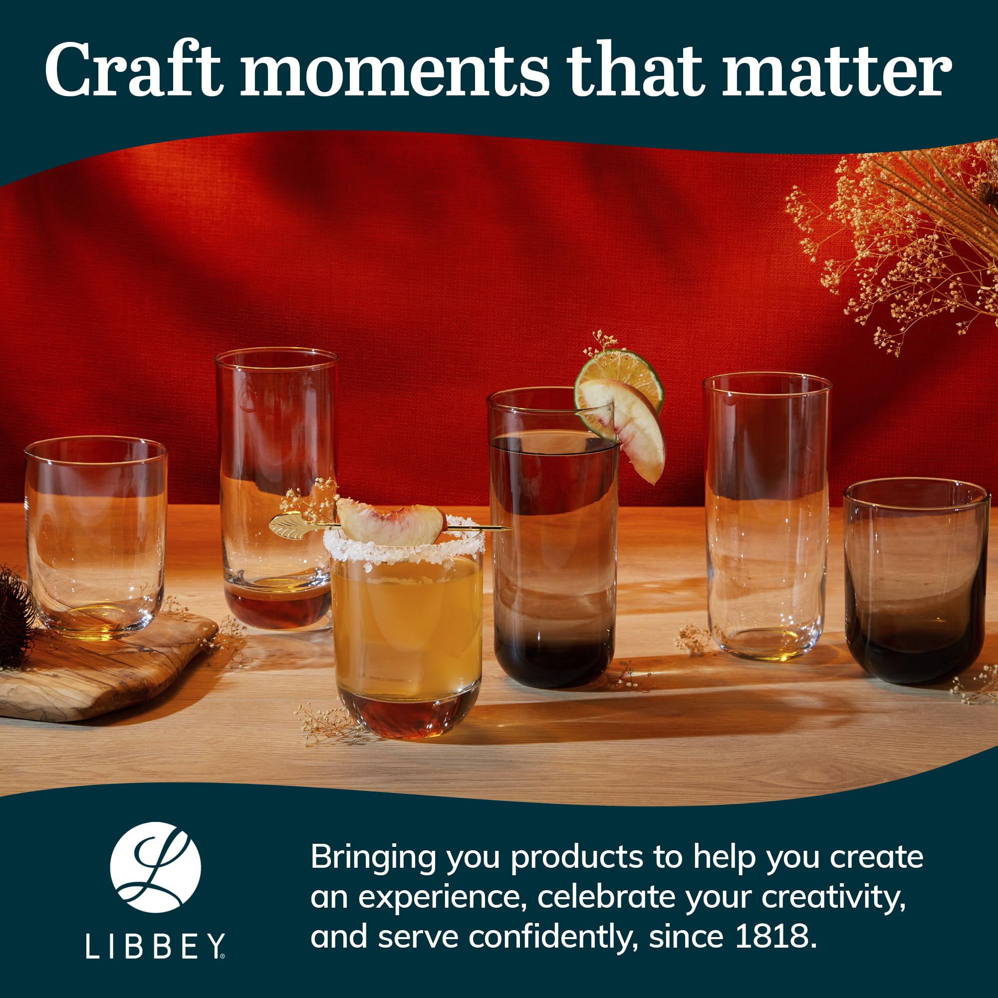 Polaris Drinking Glasses Libbey Tumbler and Rocks Set of 16, Clear, Sturdy Drinkware Glasses Set, Kitchen Glassware for Cocktails, Soda, and More