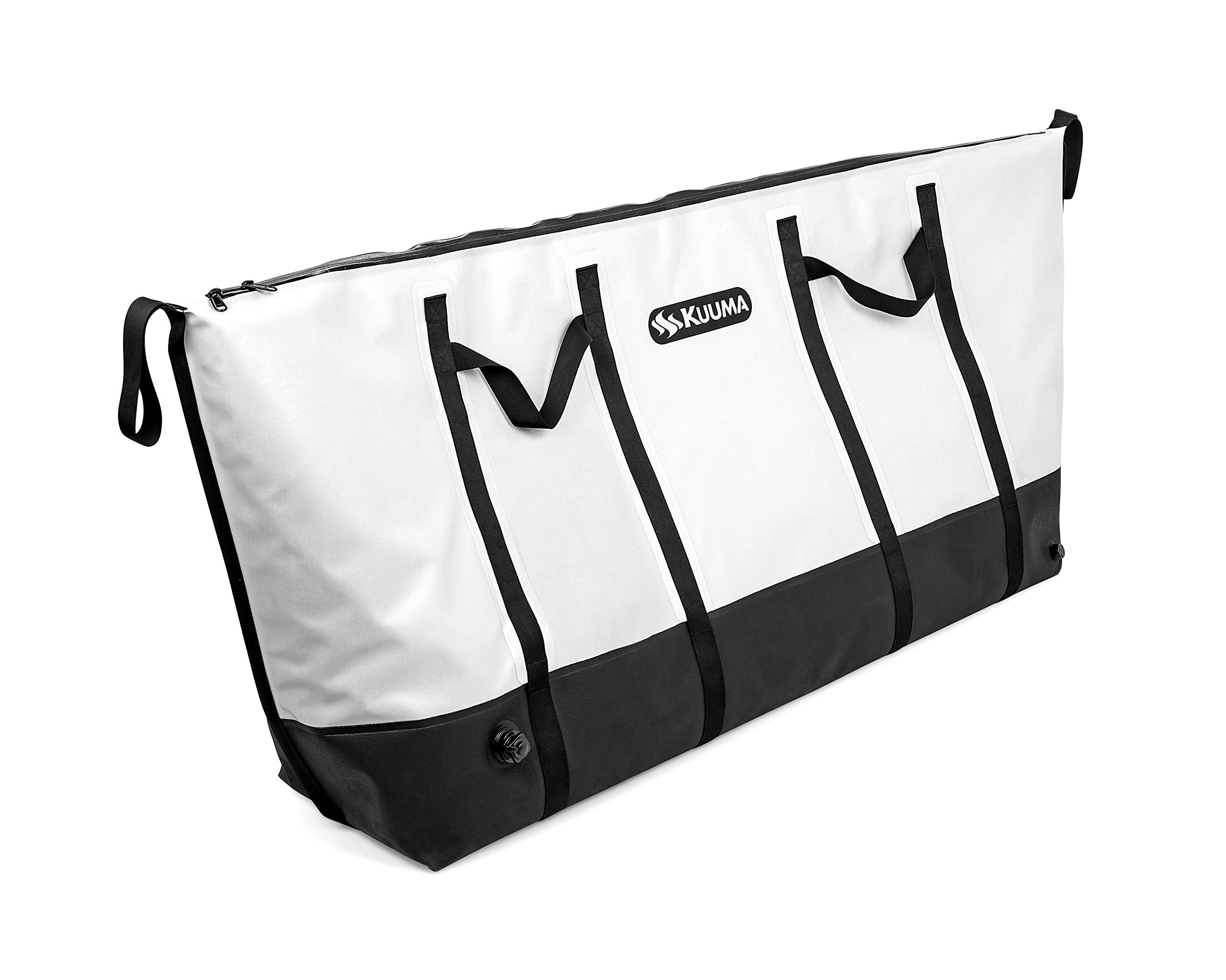 Heavy Duty Kuuma 240 Quart Insulated Fish Bag with Drain Plug - Keeps Your Fish Cool and Fresh (50186), White/Black
