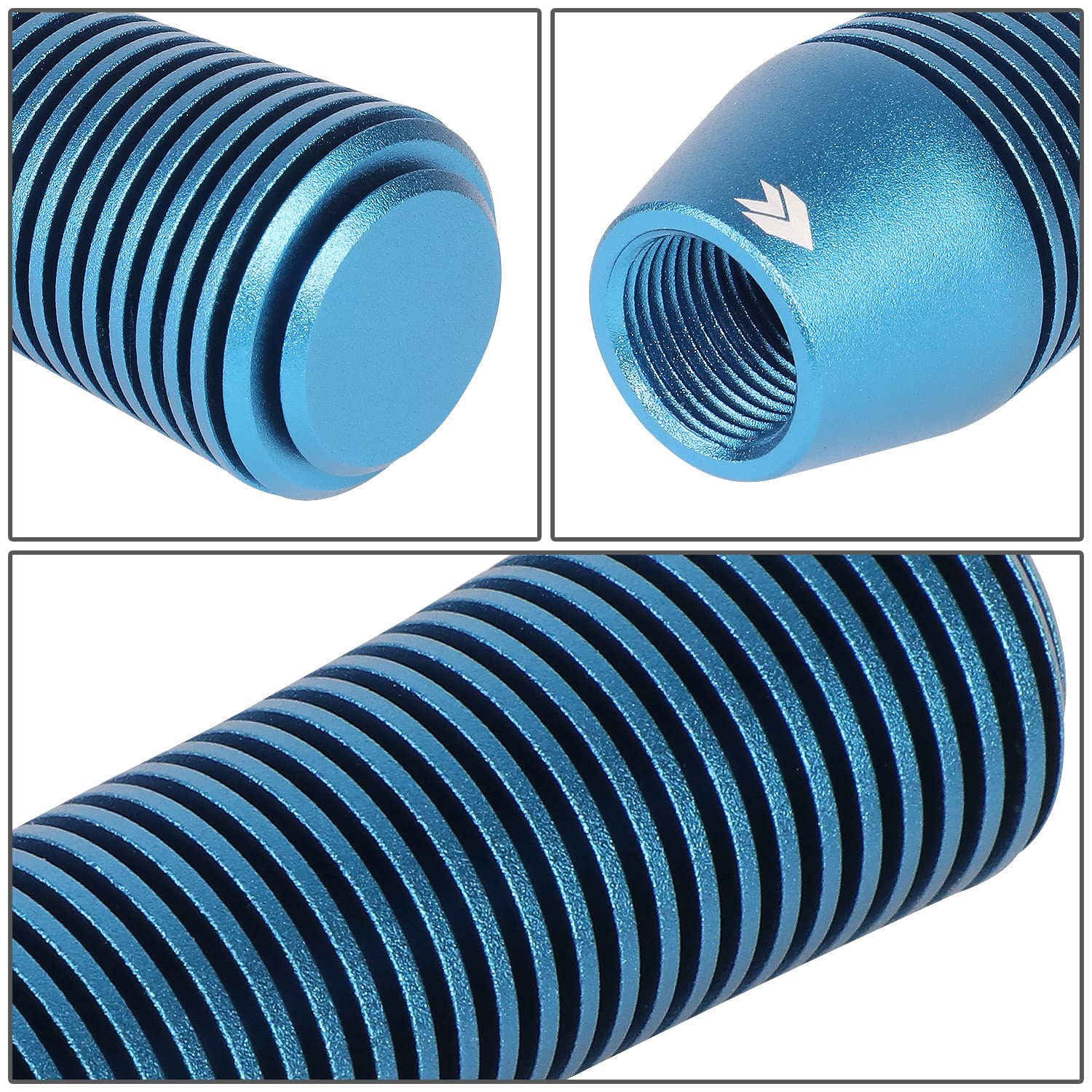 NRG Innovations Shift Knob NRG-SK-700BL with Thread Adapter Wrench Short Curvy Style Lever Stick Shifter Handle Billet Aluminum for M10 X 1.25, M10 X 1.5, M12 X 1.25, M12 X 1.5 Thread Pattern Shifter
