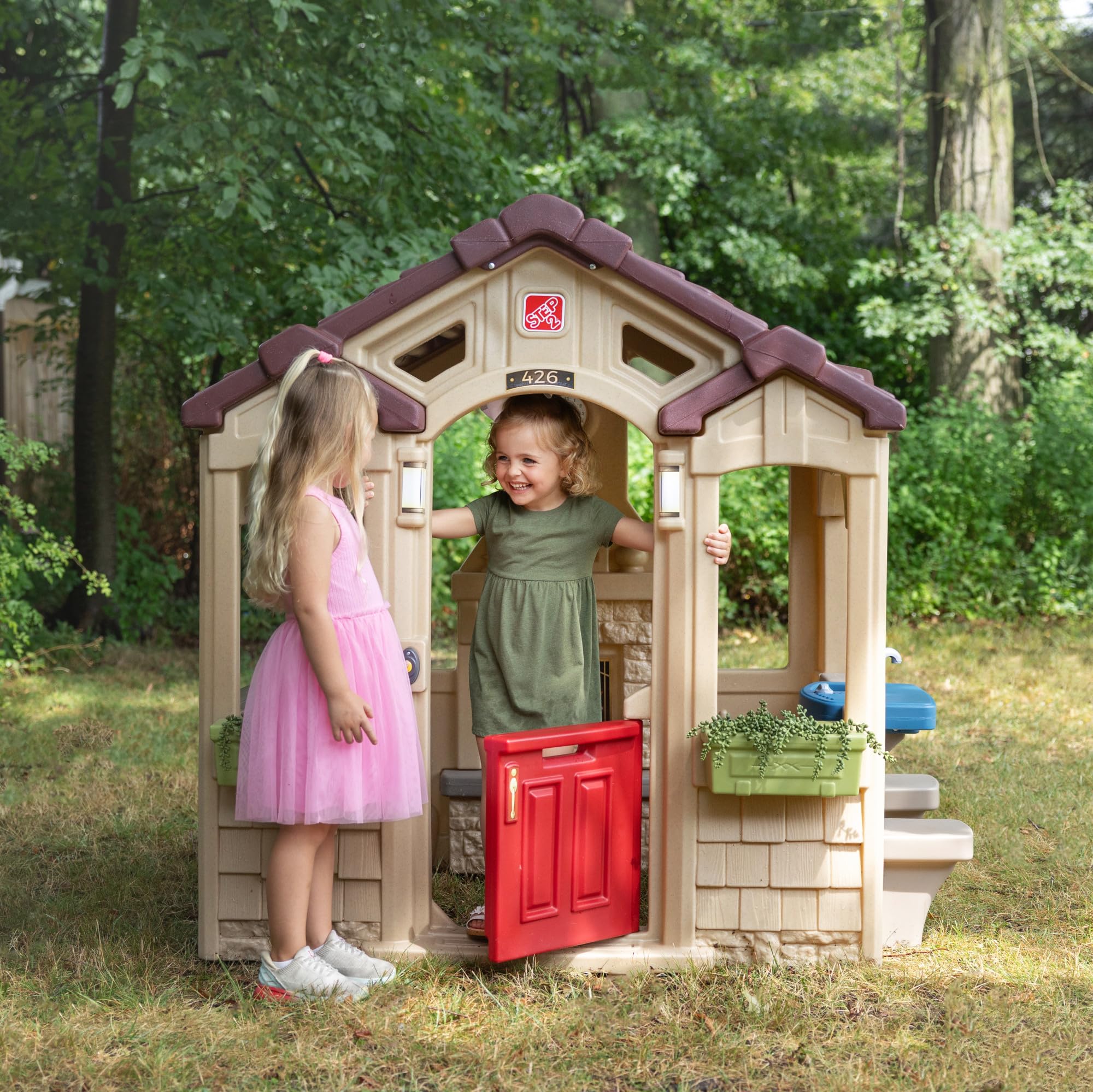 Step2 Kids Charming Cottage Playhouse, Indoor and Outdoor Clubhouse Playset, Interactive Sounds, Toddlers 2+ Years Old, Easy to Assemble
