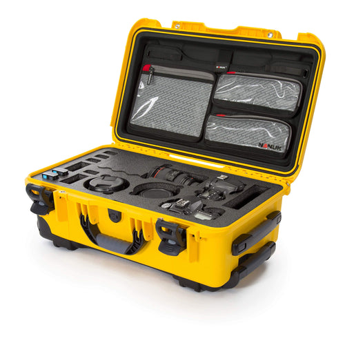 Waterproof Nanuk 935 Hard Case with Lid Organizer and Foam Insert for Canon, Nikon - 2 DSLR Body and Lens/Lenses - Yellow