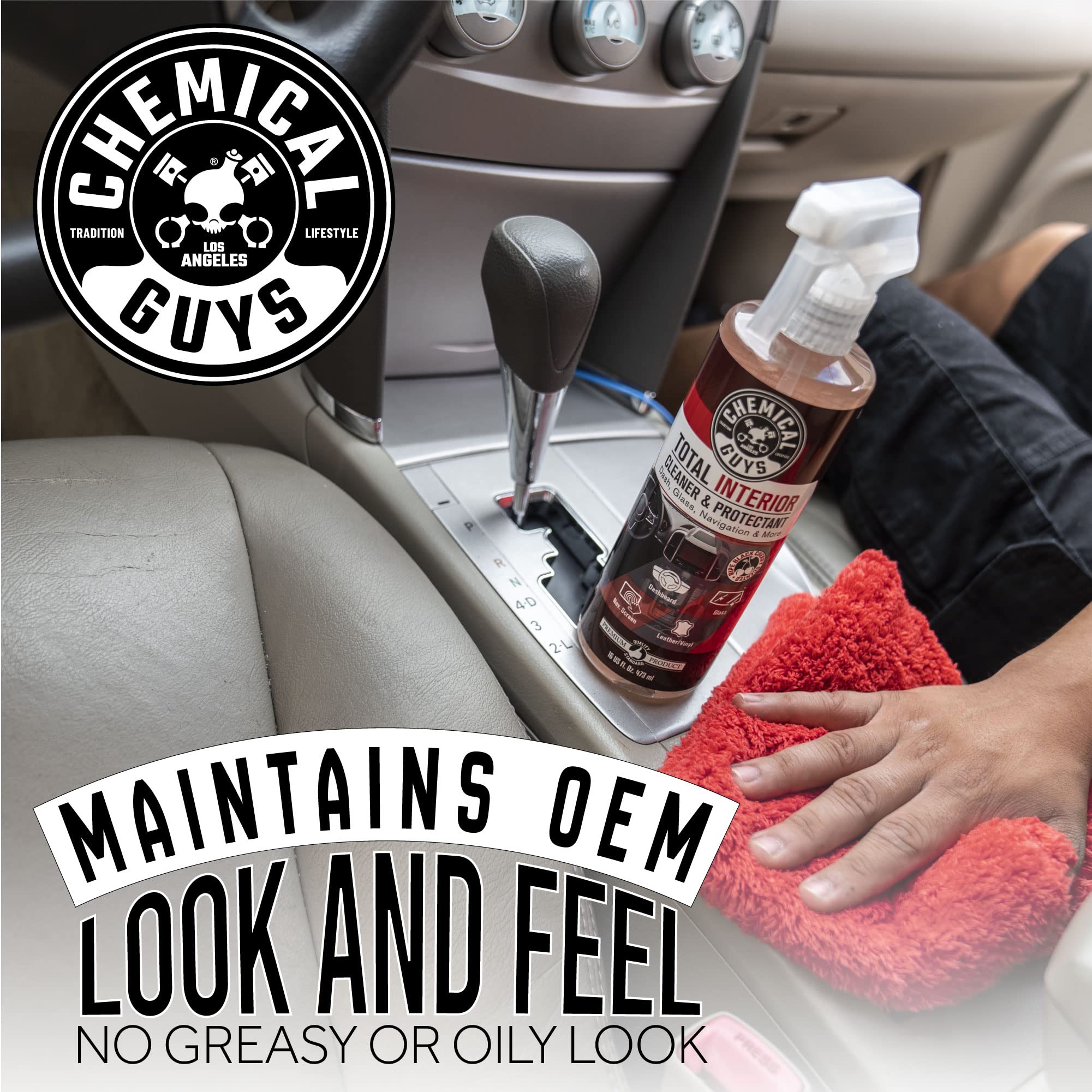 Chemical Guys Black Cherry Total Interior Cleaner & Protectant - Car Cleaning Spray, Cleans and Protects Leather, Vinyl, Plastic, Rubber, and Glass, Safe for Trucks, SUVs, Jeeps, RVs & More - 16 oz