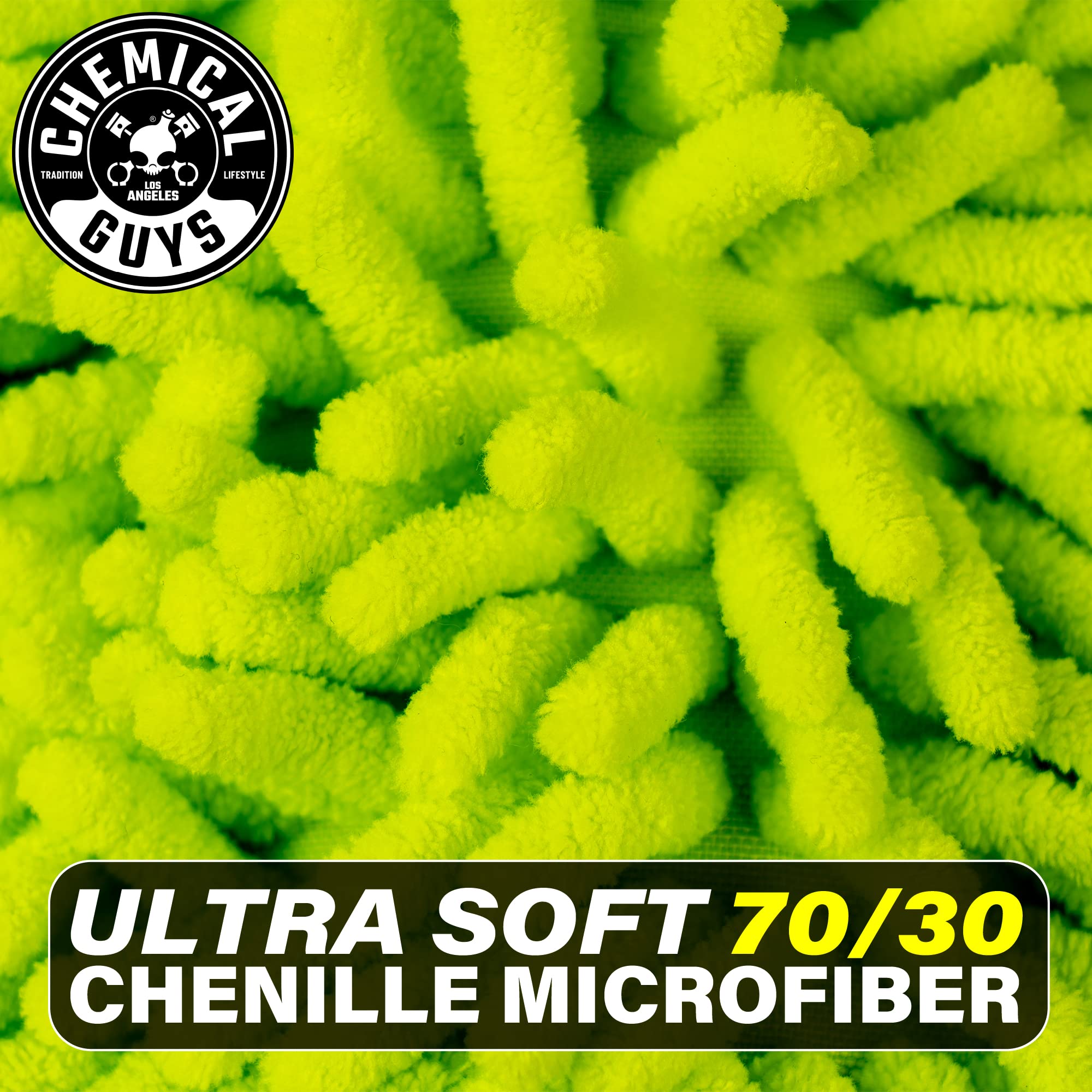 Chemical Guys Premium Chenille Scratch-Free Microfiber Wash Mitt for Car Washing - Lime Green, Ultra-Soft Car Wash Glove, Swirl-Free Finish, Safe for Trucks, SUVs, Motorcycles, and More