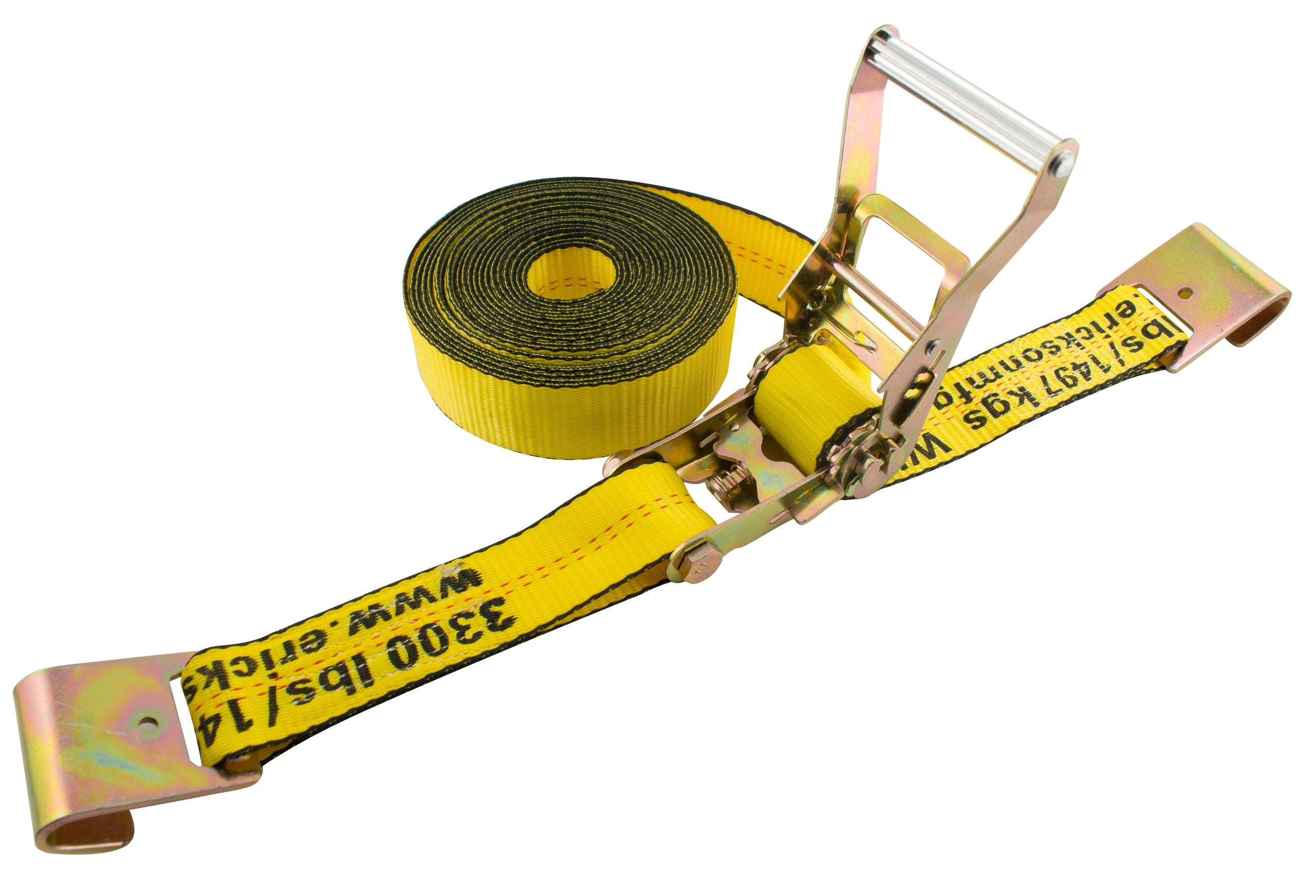 2" x 27' Erickson 78527 10,000 lbs Load Limit Ratcheting Tie-Down Strap with Flat Hooks , Yellow