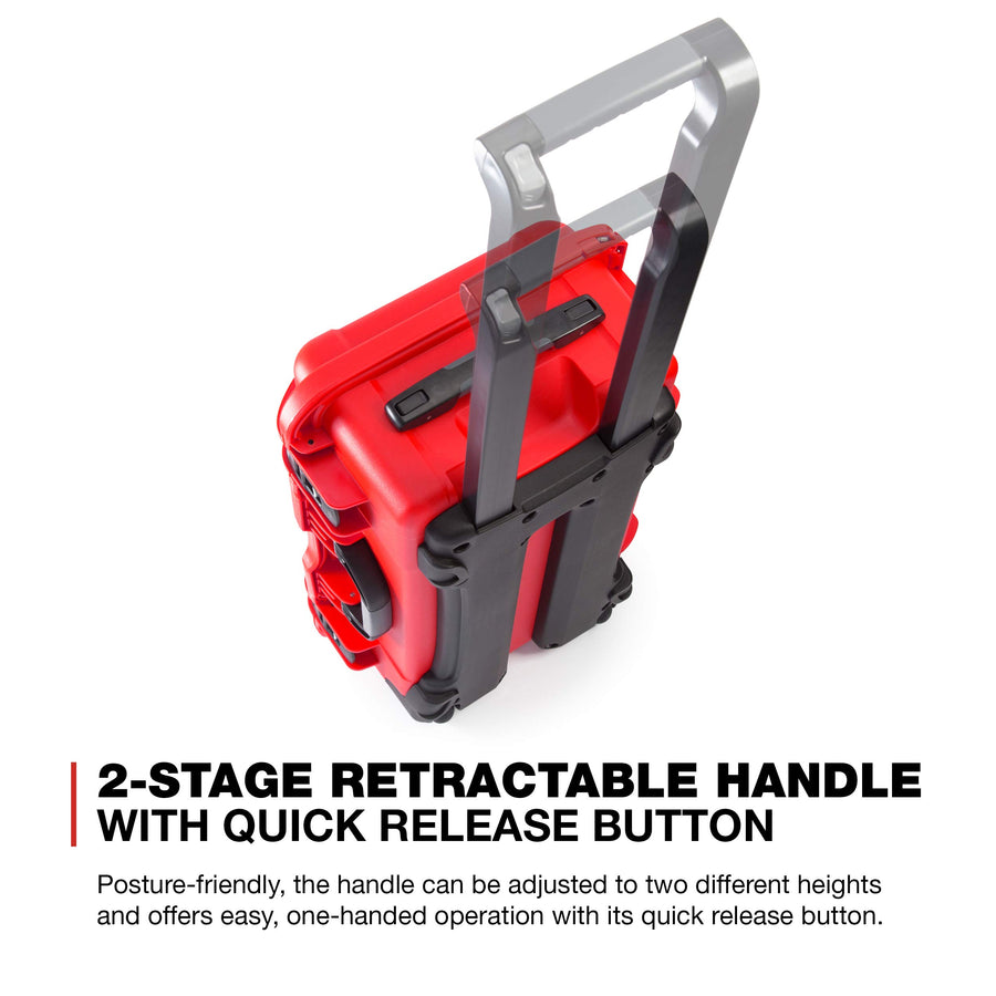Protective Travel Case Nanuk 935 for 3 Bottles of Wine w/Wheels and Extendable Handle, TSA Approved - Red