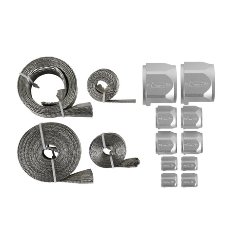 Flex-Braid Hose Sleeving Kit Mr. Gasket 8092, Silver, 0.250 in.