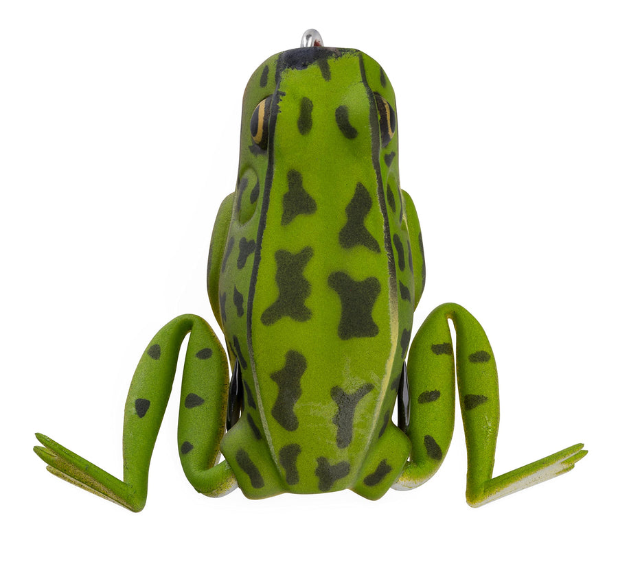 Frog Fishing Lure Lunkerhunt for Bass Fishing | Popping Frog 1/4 oz | Topwater Fishing Bait with Weedless Hooks, Hollow Body (Green Tea)