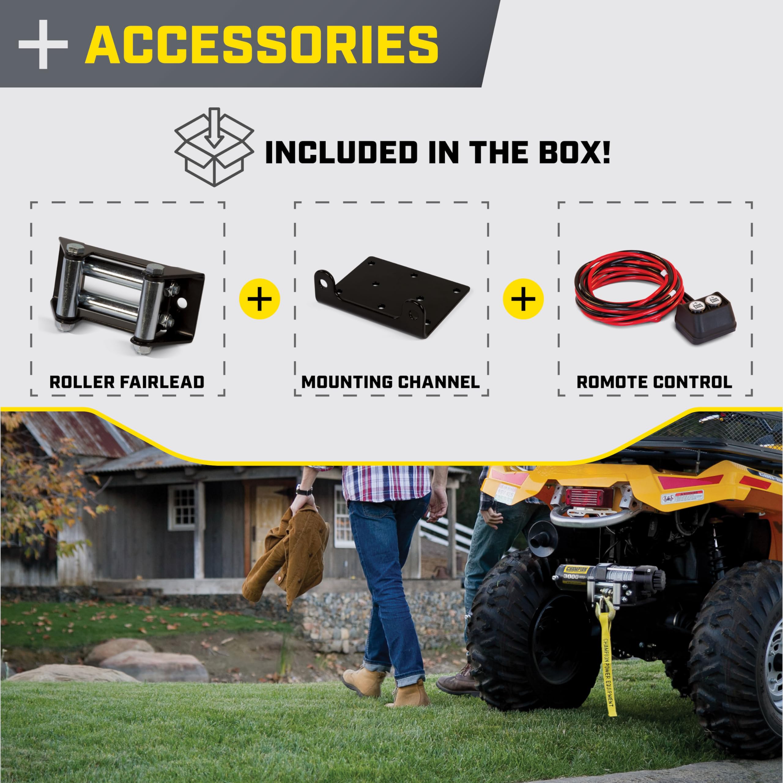 3000-lb. Champion Power Equipment ATV/UTV Winch Kit