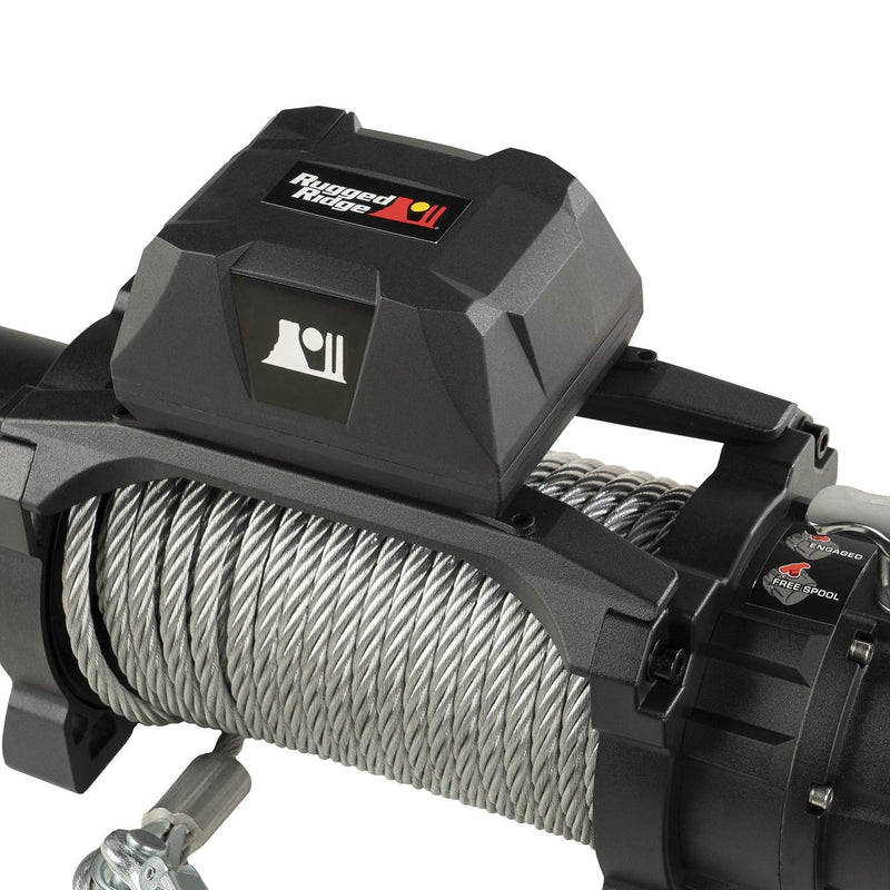 Trekker Winch, Rugged Ridge, 12,500 LBS, Cable, IP68 Waterproof, Wired Remote | 15100.24