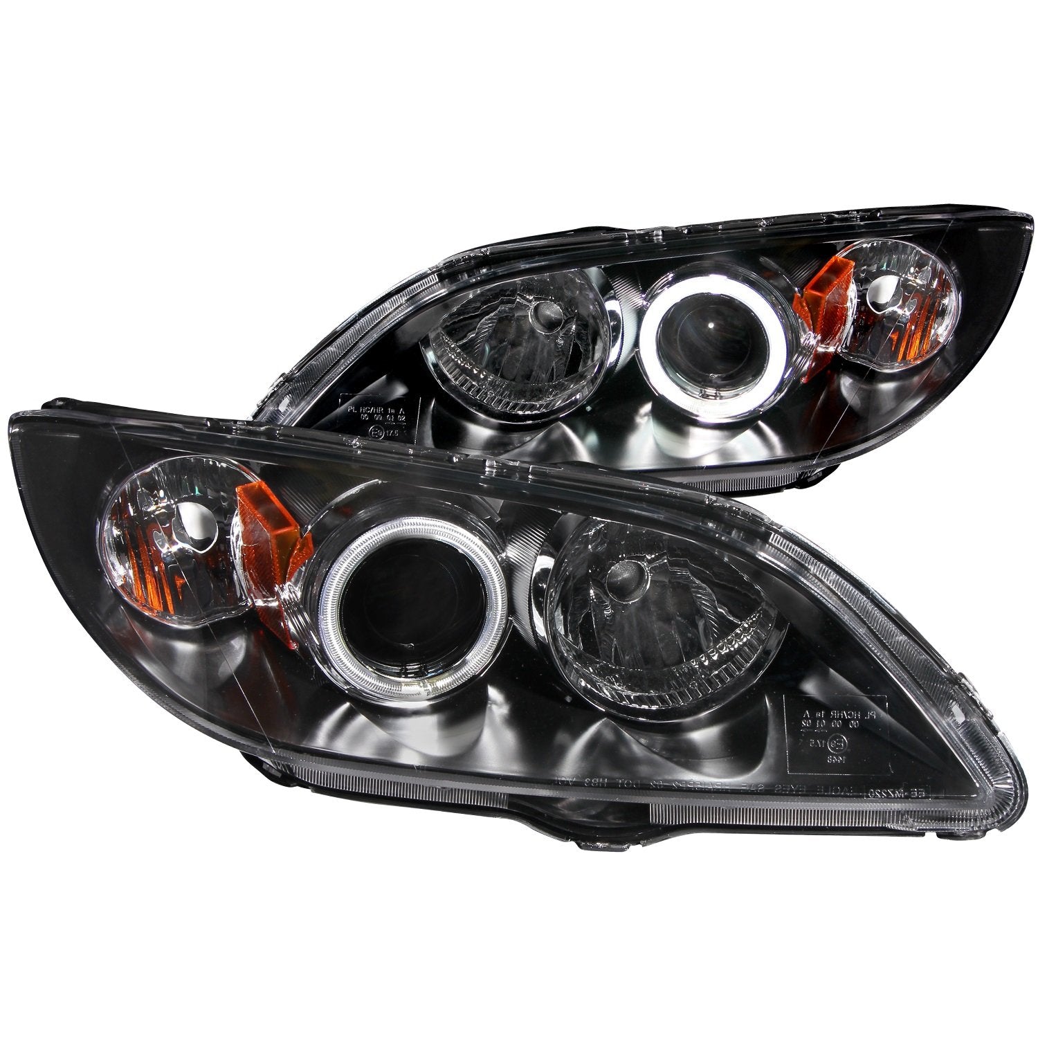Mazda 3 Anzo USA 121228 Projector Halo Black Clear Amber Headlight Assembly - (Sold in Pairs)