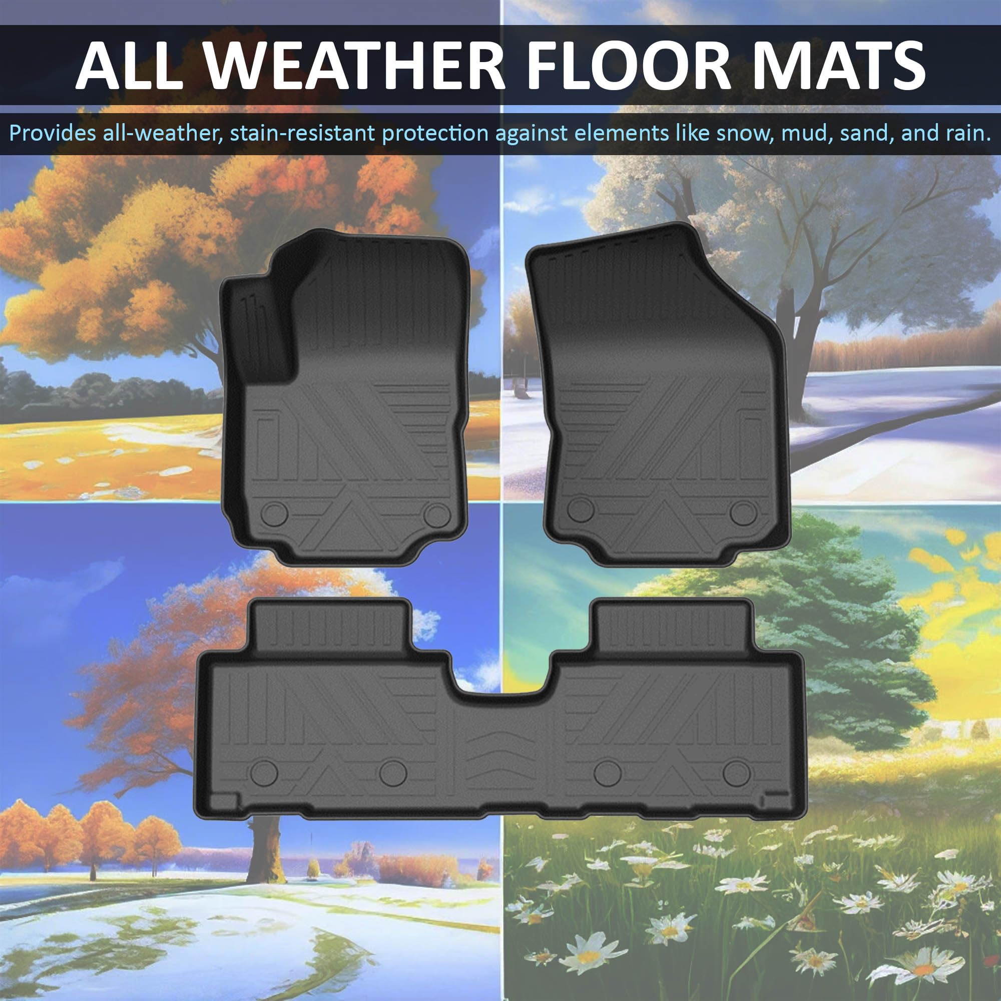 TOTALINER Black Horse Heavy Duty Floor Mat Anti-Skid Black 1.37'' Thickness Compatible with 2018-2024 GMC Terrain-FMGTE24-1