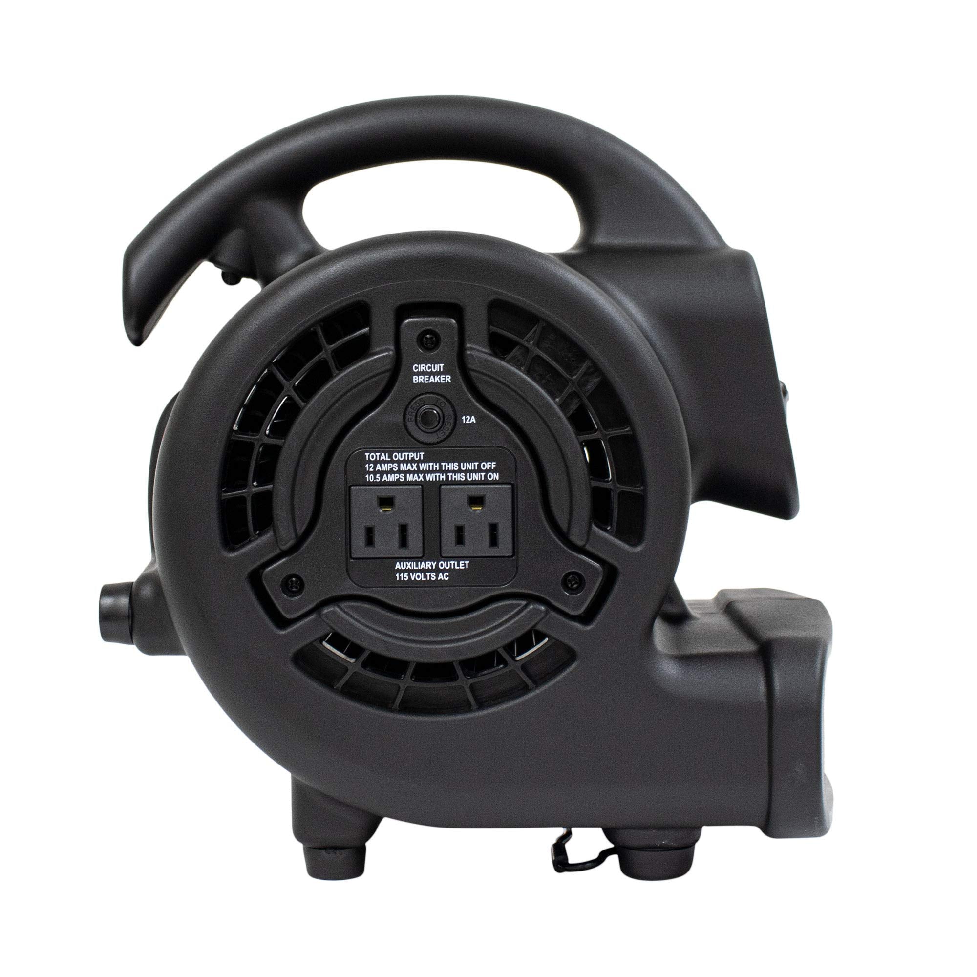 Mini Mighty XPOWER P-80A 138 W 600 CFM Centrifugal Air Mover, Carpet Dryer, Floor Fan, Blower, Stackable, Daisy Chain, for Water Damage Restoration, Janitorial, Plumbing, Home Use, Black