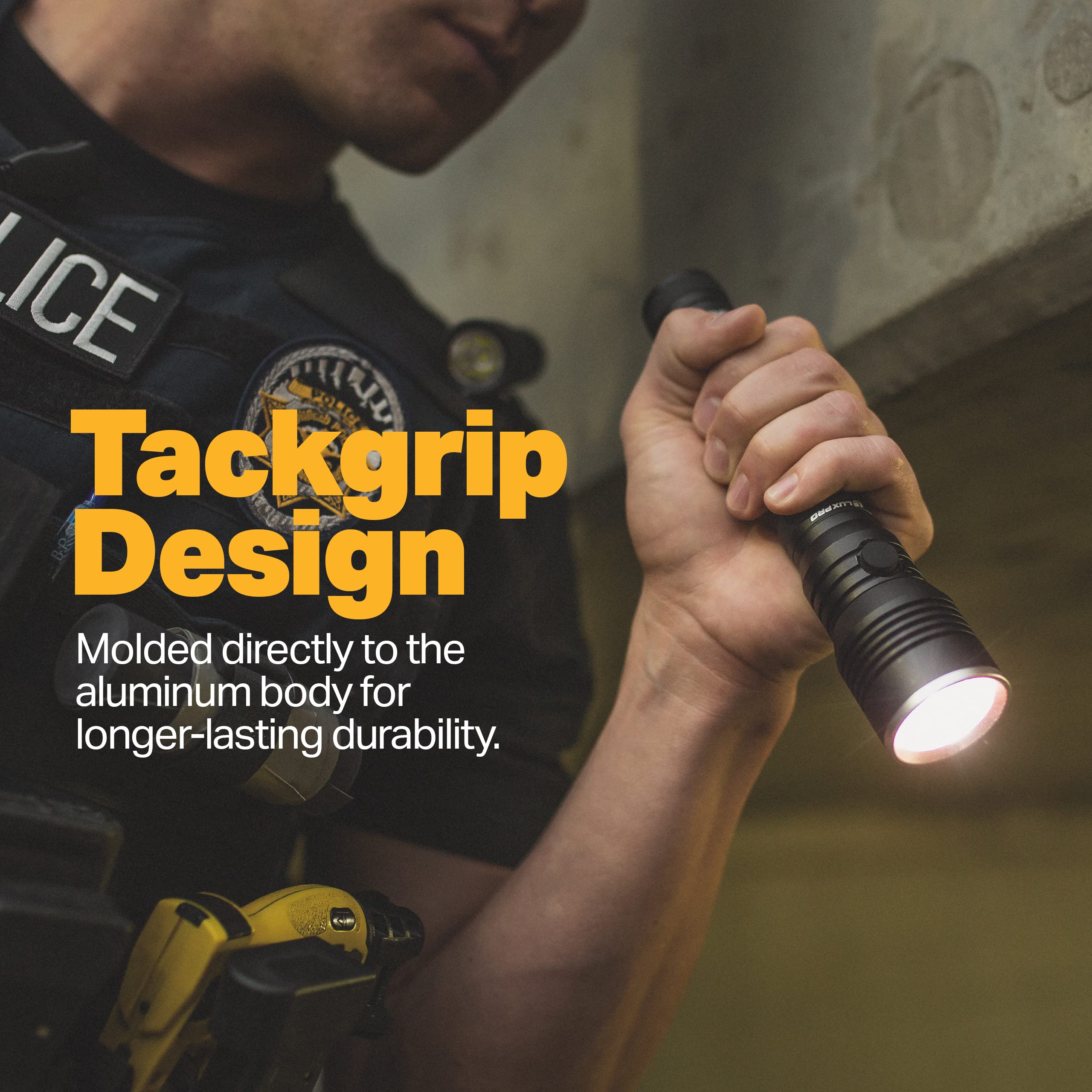 600 Lumen LUXPRO Bright Handheld LED Flashlight - Features Patented TackGrip and Aircraft-Grade Aluminum - Camping Accessories with IPX4 Water-Resistant Rating - Batteries Included