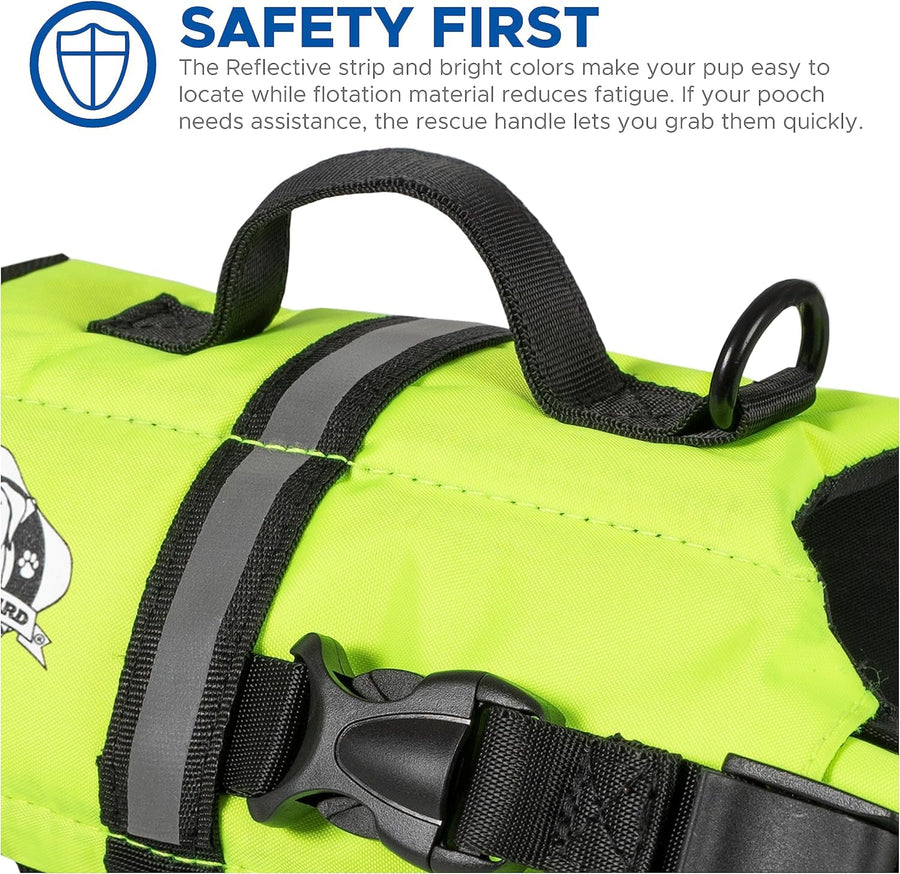 Doggy Life Jacket Paws Aboard XXS-Safety Neon Yellow