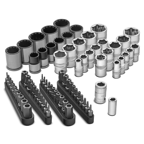Powerbuilt 81 Piece Socket & Bit Set Special Solutions – Removes Damaged, Tamper-Proof Fasteners – Includes ZEON, Spline, Hex, Star, Security Bits, Bit Adapters & Storage Tray - 642568