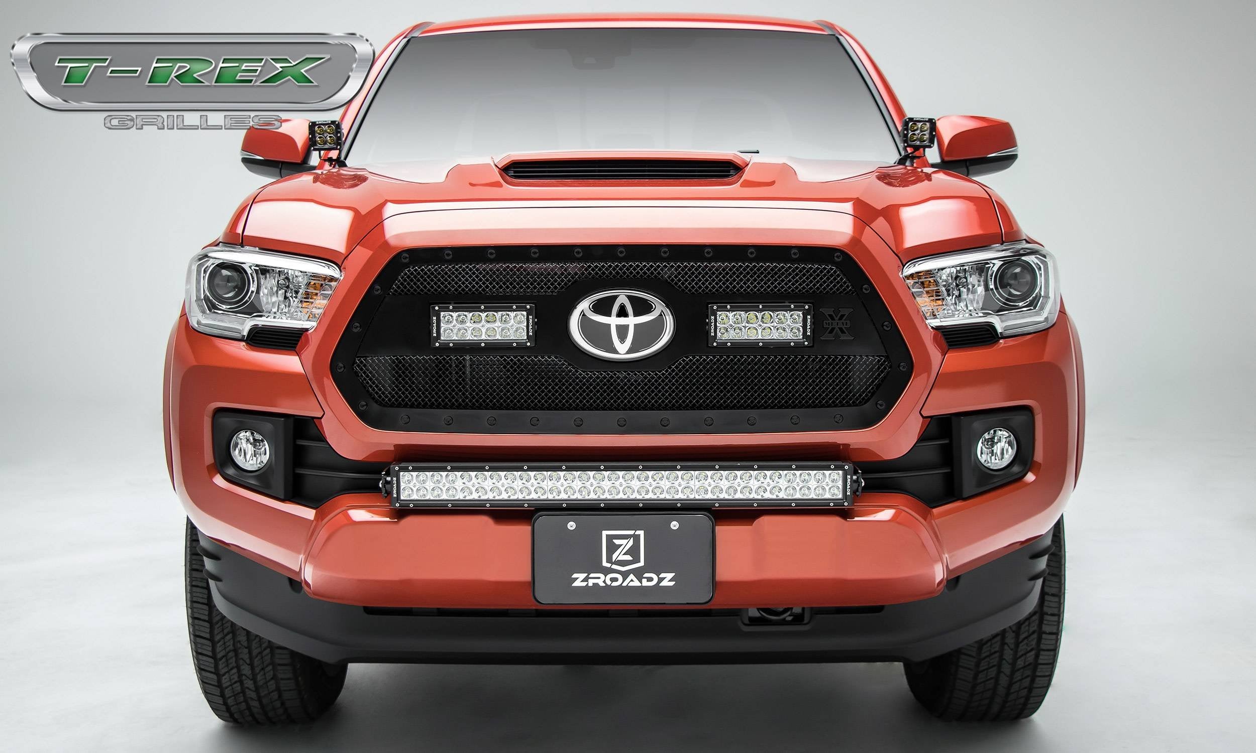 Stealth Torch Grille, Tacoma 2018-2021, Black, 1 Pc, Insert, Black Studs with (2) 6" LEDs, Does Not Fit Vehicles with Camera - PN #6319511-BR