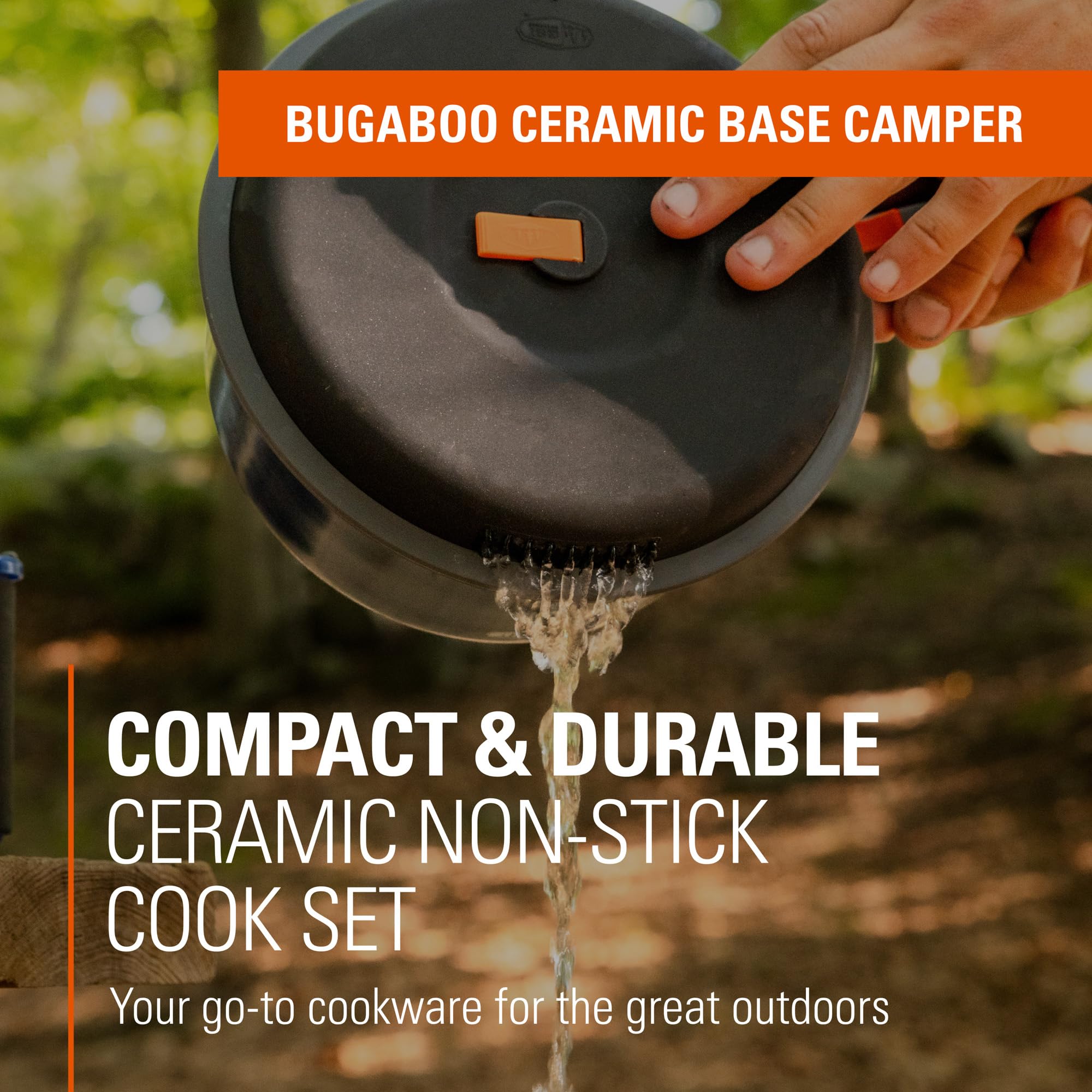 GSI Outdoors Base Camper Bugaboo Large, High-Efficiency Cookset – Ceramic Non-Stick Coated, Includes 5L & 3L Pots, 9" Fry Pan, Accessories