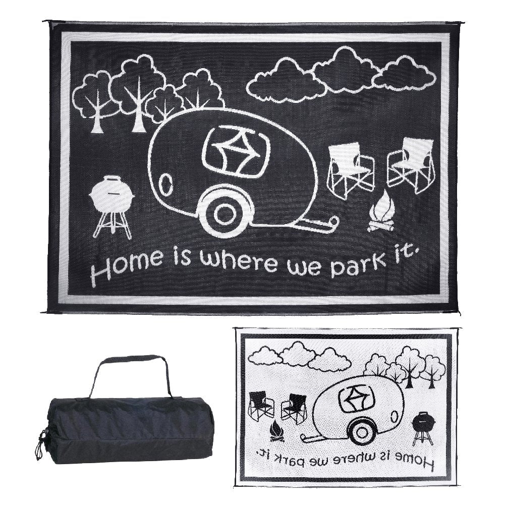 Ming's Mark Stylish RH8111 Reversible RV Home Mat - 8' x 11', Black/White