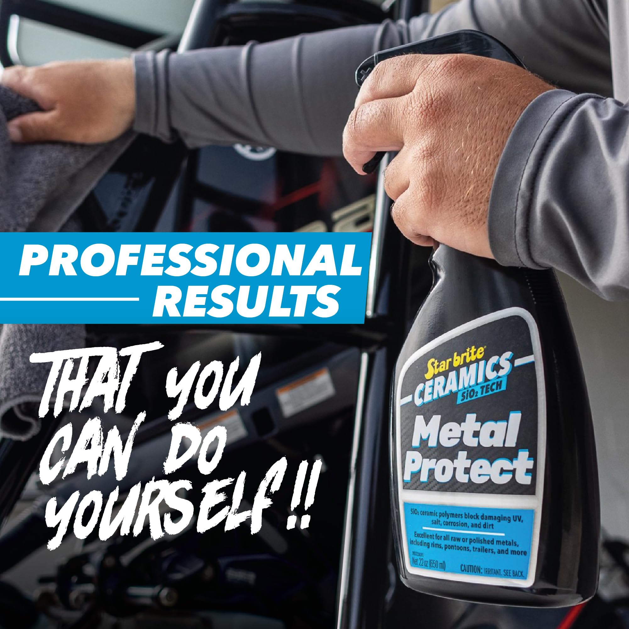 Ceramics STAR BRITE Metal Protect - SiO2 Polymer Protection - Durable Barrier Against Corrosion, Pitting, Salt Damage for Pontoons, Trailers, Towers 22 oz Spray (203322)
