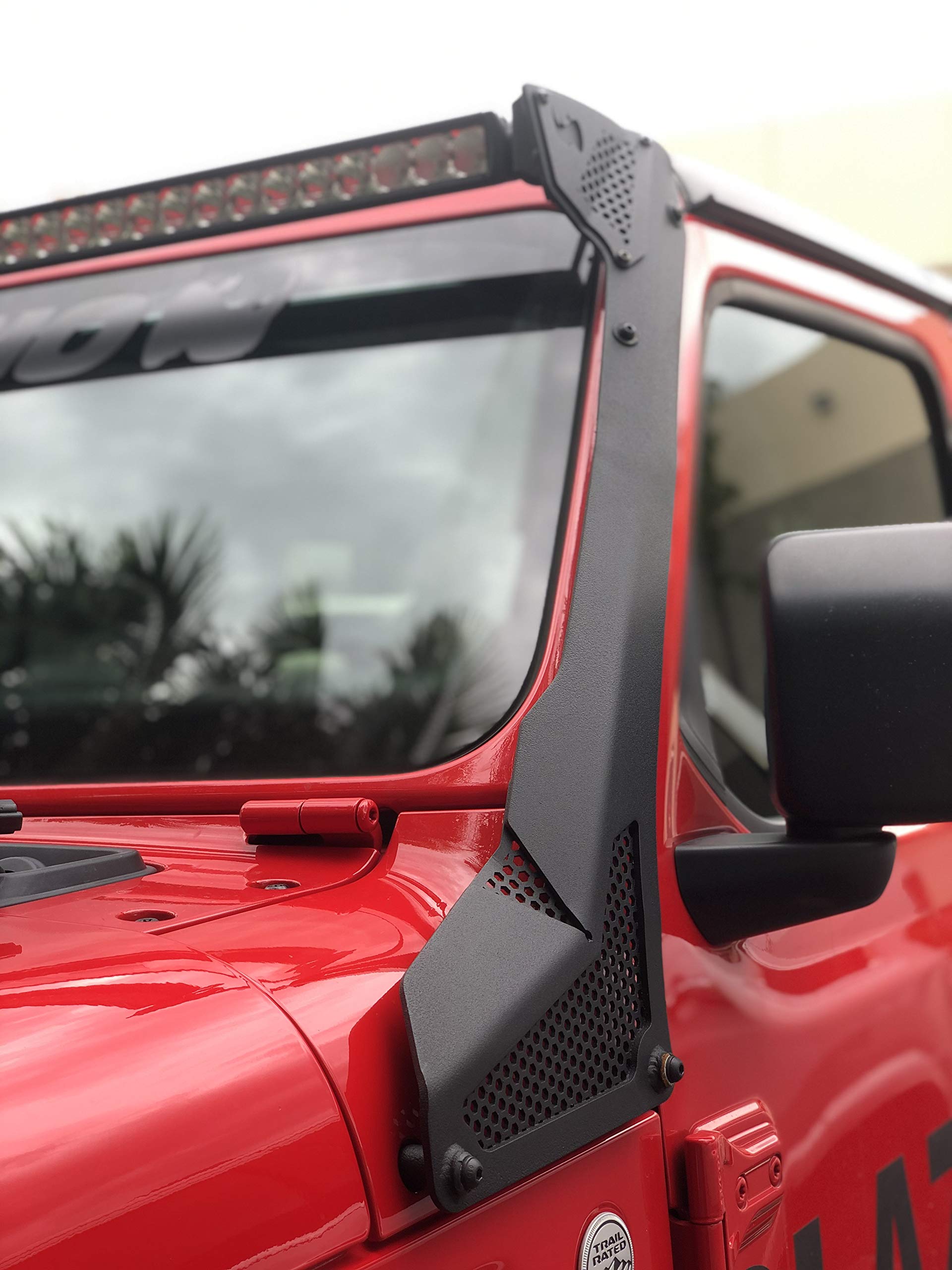 Go Rhino Windshield XE Light Frame for 50" LED Light Bar | Mild Steel, Textured Black | 730500T | Fits 2018-2024 Jeep Wrangler JL/JLU; 2020-2024 Jeep Gladiator JT Excludes Mojave Models