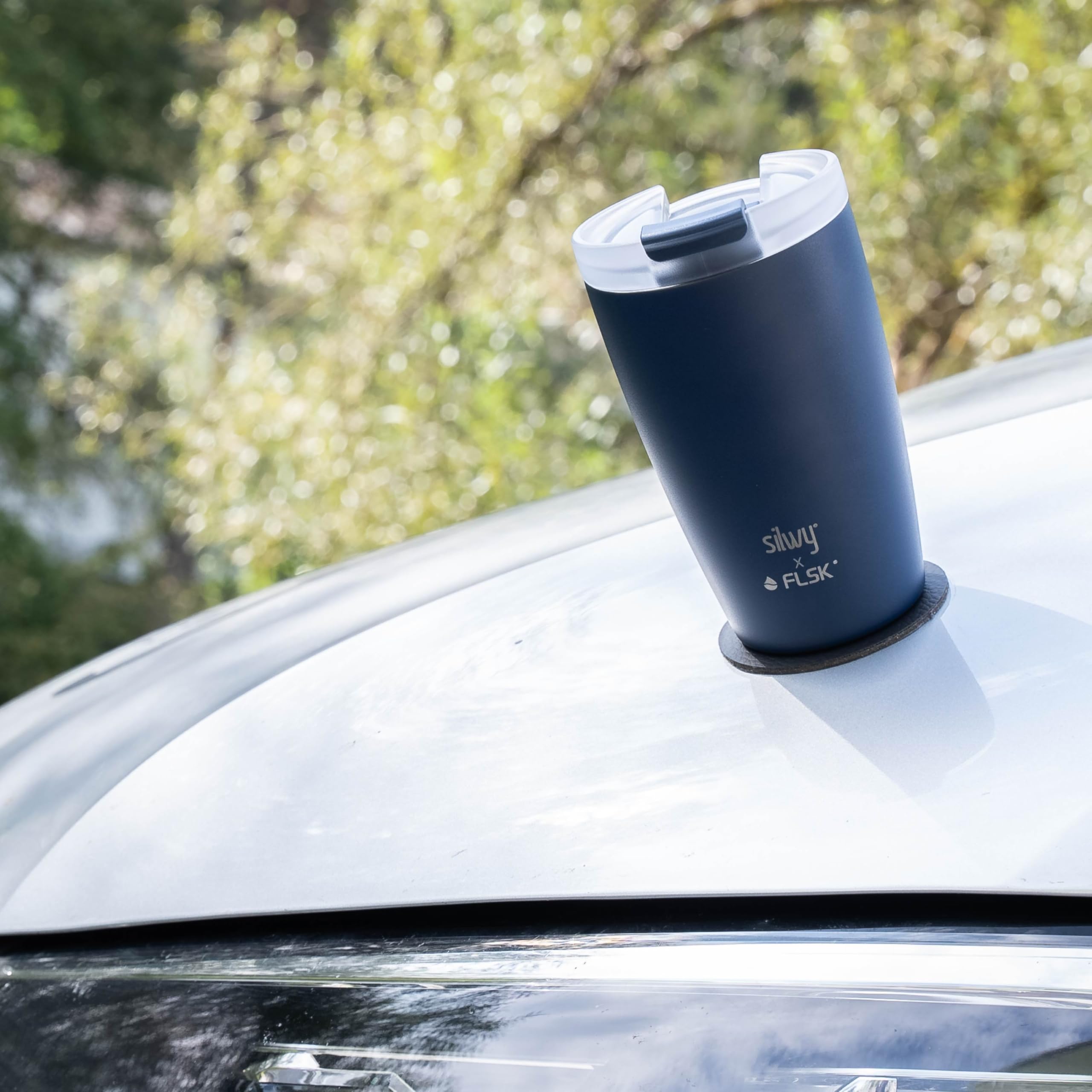 Midnight Silwy Magnetic Thermal Mug To Go - 350ml Stainless Steel, Double Wall, Leakproof, Magnetic Base - For Travel, Leisure Activities