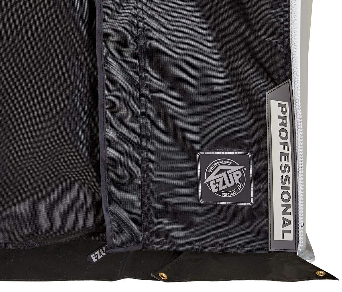 E-Z UP PRO Sidewall Single Utility, Fits 10' Straight Leg, Includes Ground Flap, Double Doors and Roll-Up Screened Windows, Black