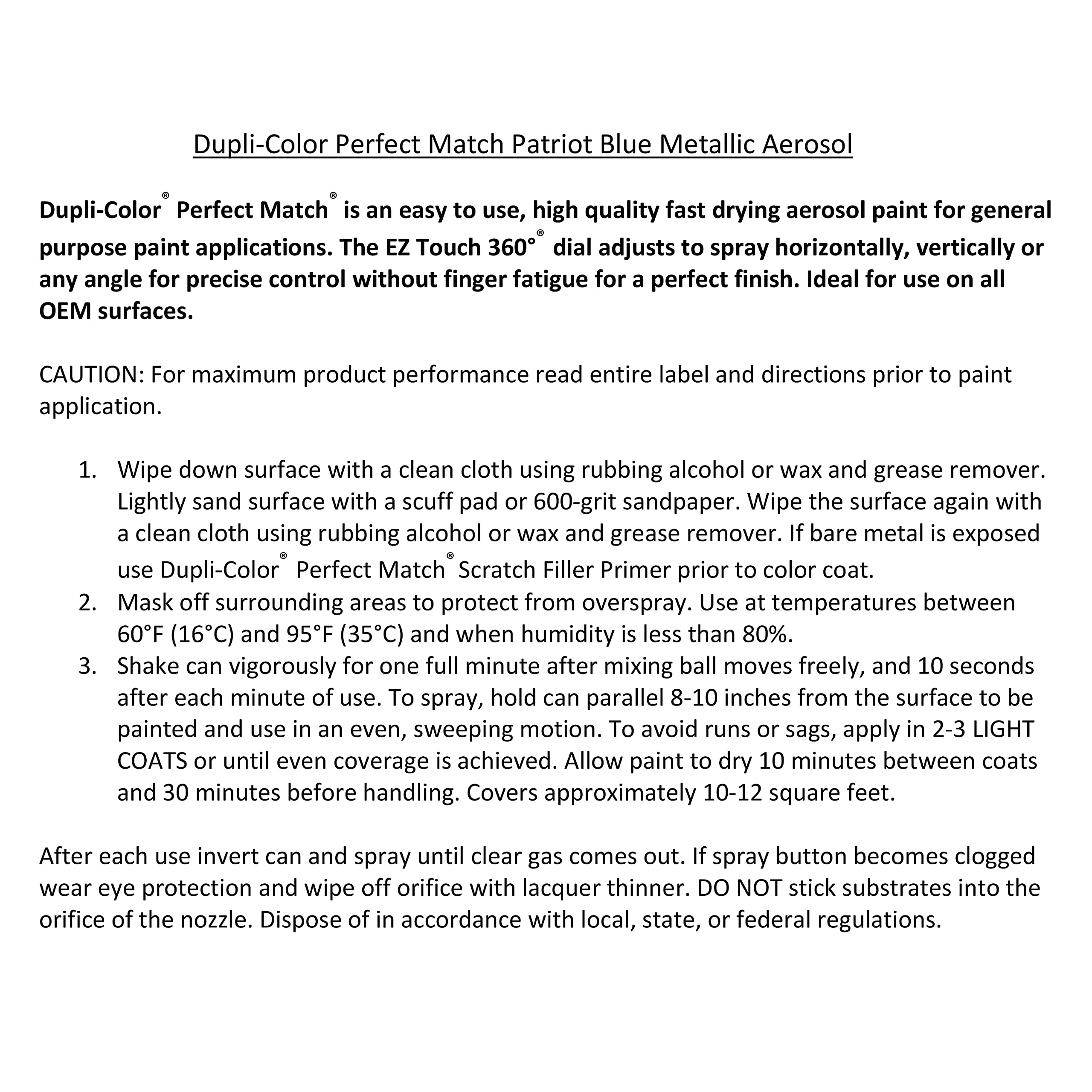 Chrysler Patriot Blue Metallic Dupli-Color EBCC04097 Perfect Match Automotive Spray Paint – 8 oz. Aerosol Can, PBT/PB7