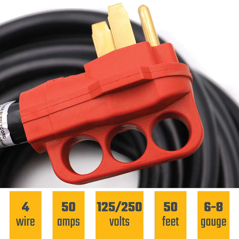 Mighty Cord Valterra A10-5050EH RV 50-Amp Extension Cord, 50 ft., Red