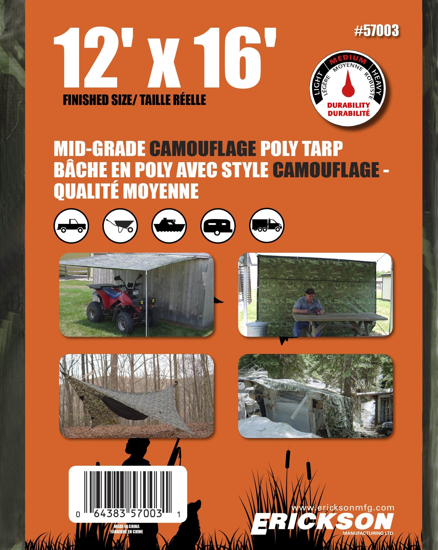 Camo Erickson 57003 Mid Grade Poly Tarp, 12' x 16', 1 Pack