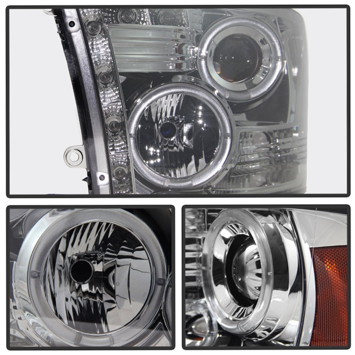 LED Halo Spyder Auto Projector Headlights Chrome/Smoked 5010056
