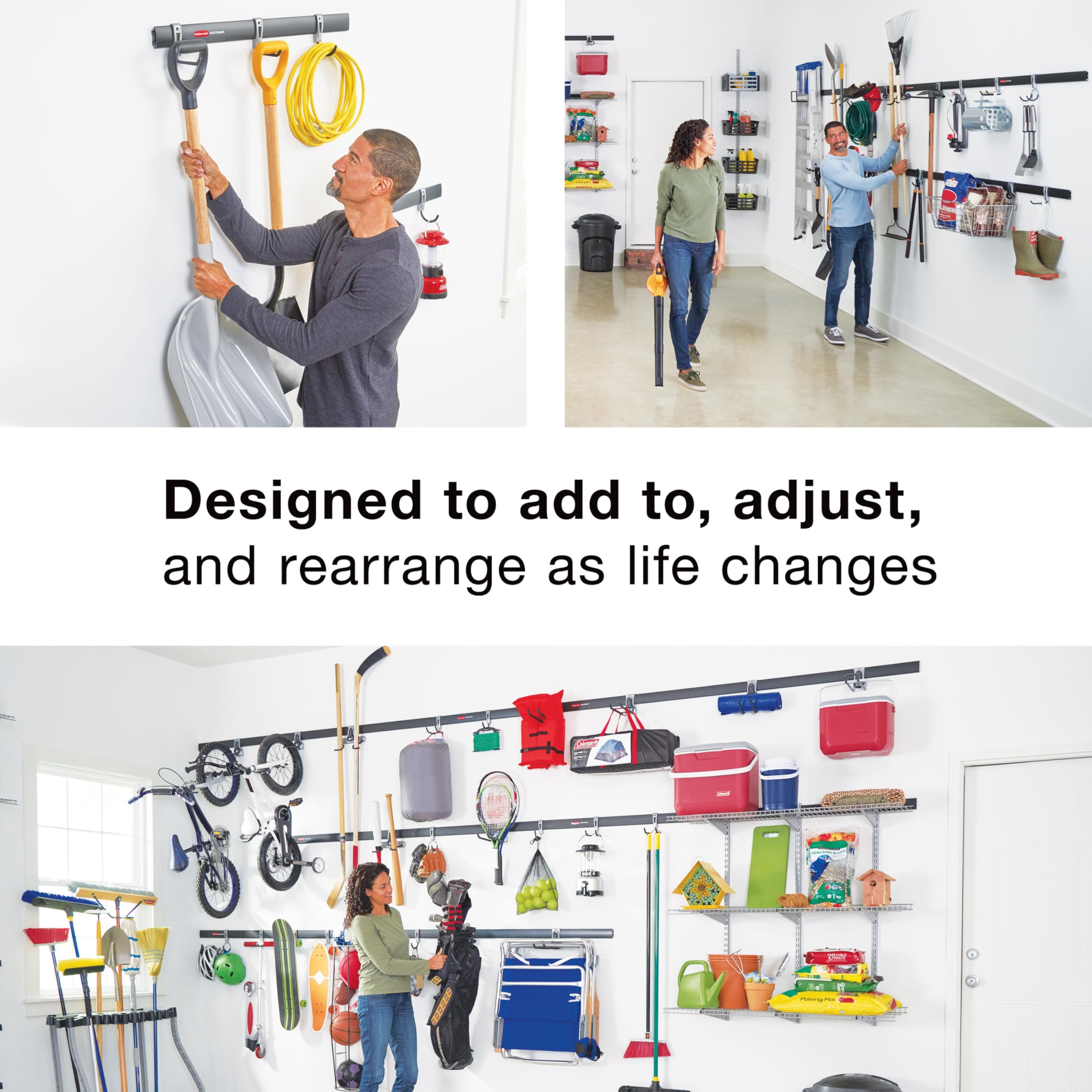 Rubbermaid Garage Storage System FastTrack Tool Hanging Kit, Wall Mount Holder for Garden Lawn Tools/Garage/Home Organization