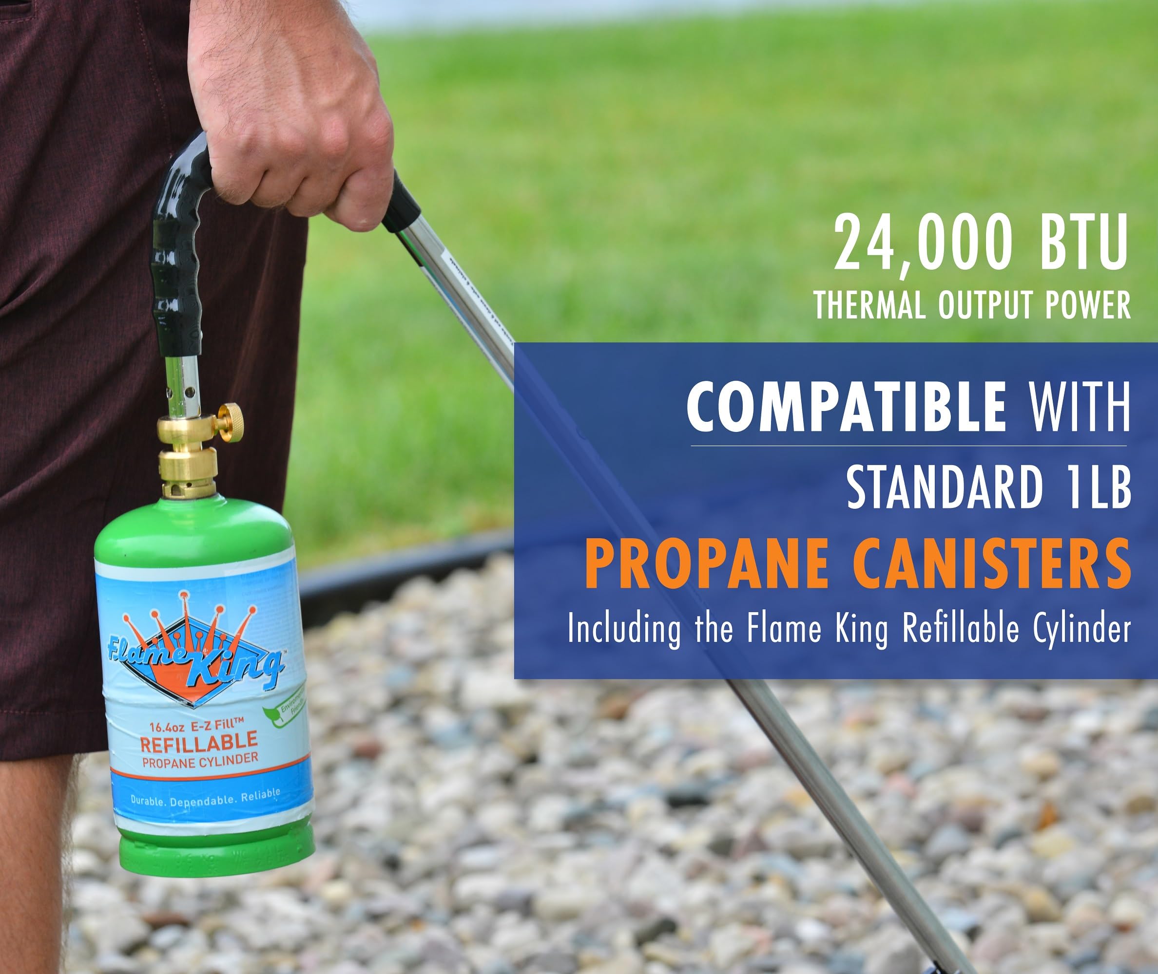 Flame King Propane Torch YSNPQ810CGA Weed Burner with Integrated Lighter, Silver