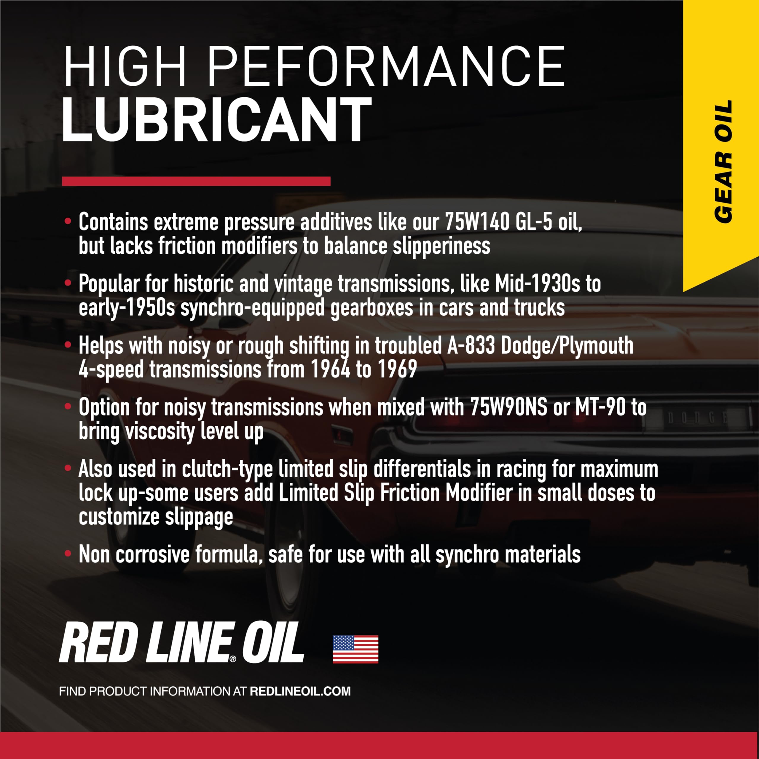 75W140 Red Line (57105) Non-Limited Slip Synthetic Gear Oil - 1 Gallon