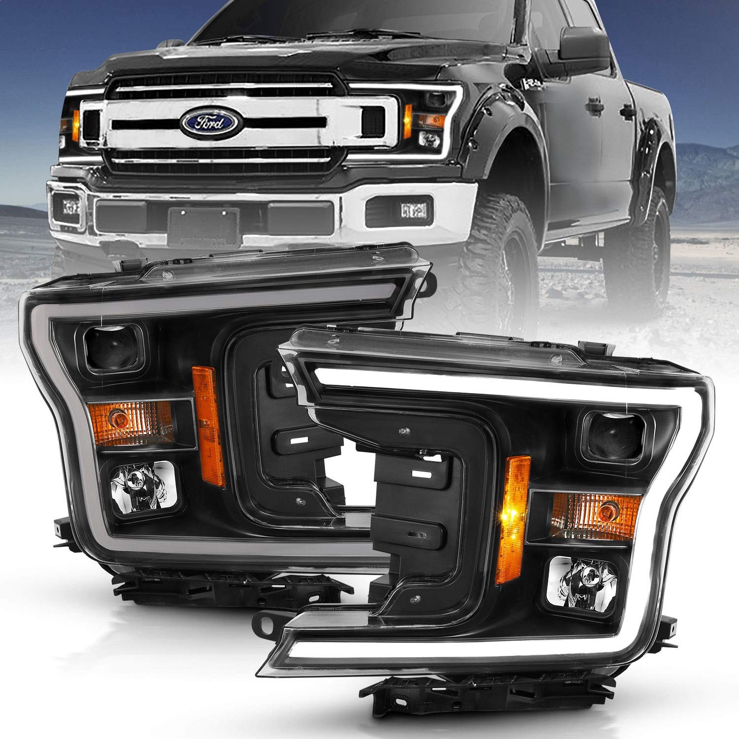 Projector Headlamps ANZO USA 111467 Fits Ford F-150