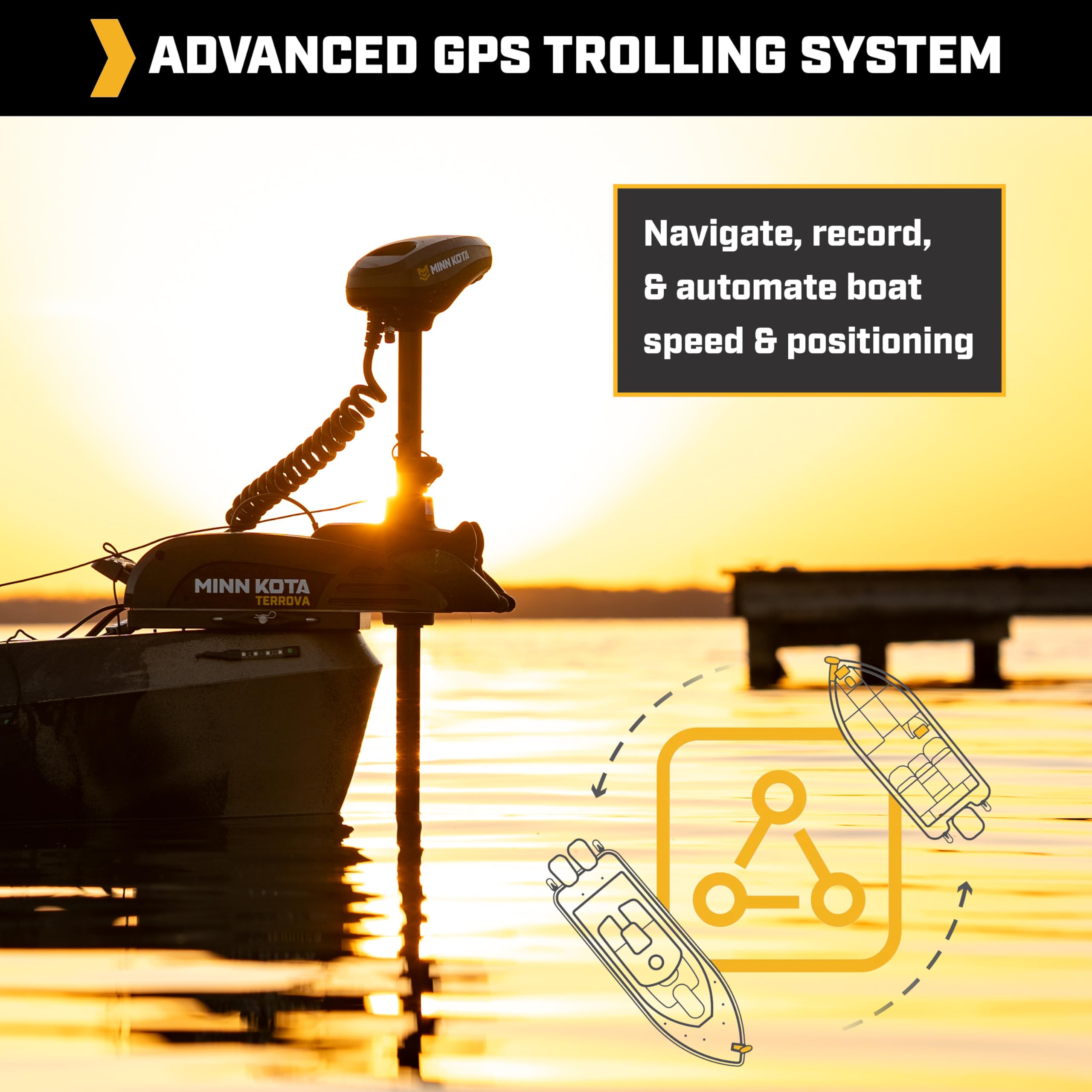 Kayak Minn Kota Terrova Bow-Mount Electric Trolling Motor with GPS – 55 Lb. Thrust, 36 in. Shaft, Freshwater