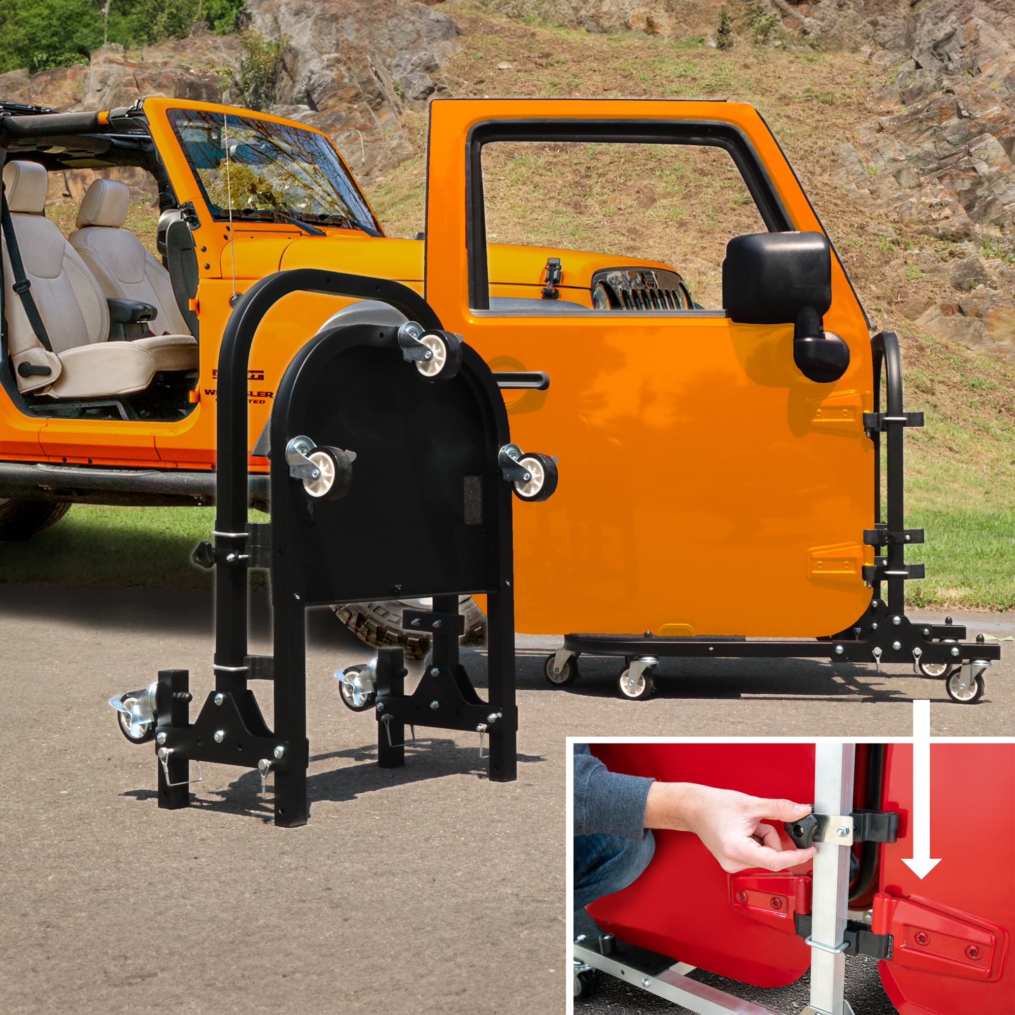 4x4 EZ 2-Door Black Rolling Storage Cart Foldable Rack fits TJ JK JL Patented