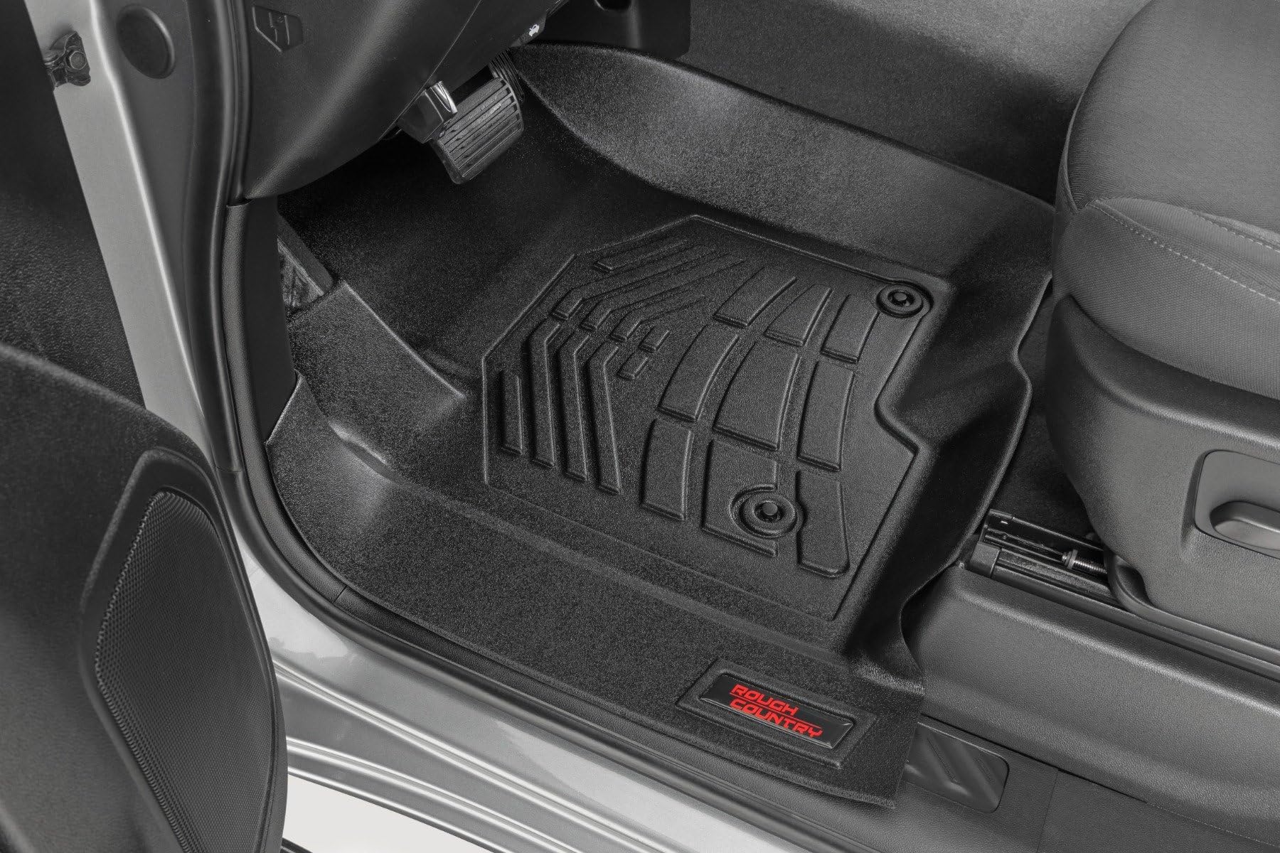 Sure-Fit Rough Country Floor Mats for Chevy Silverado & GMC Sierra 1500/2500HD/3500HD (2019-2025) Crew Cab with Bucket Seats, Front & Rear Set