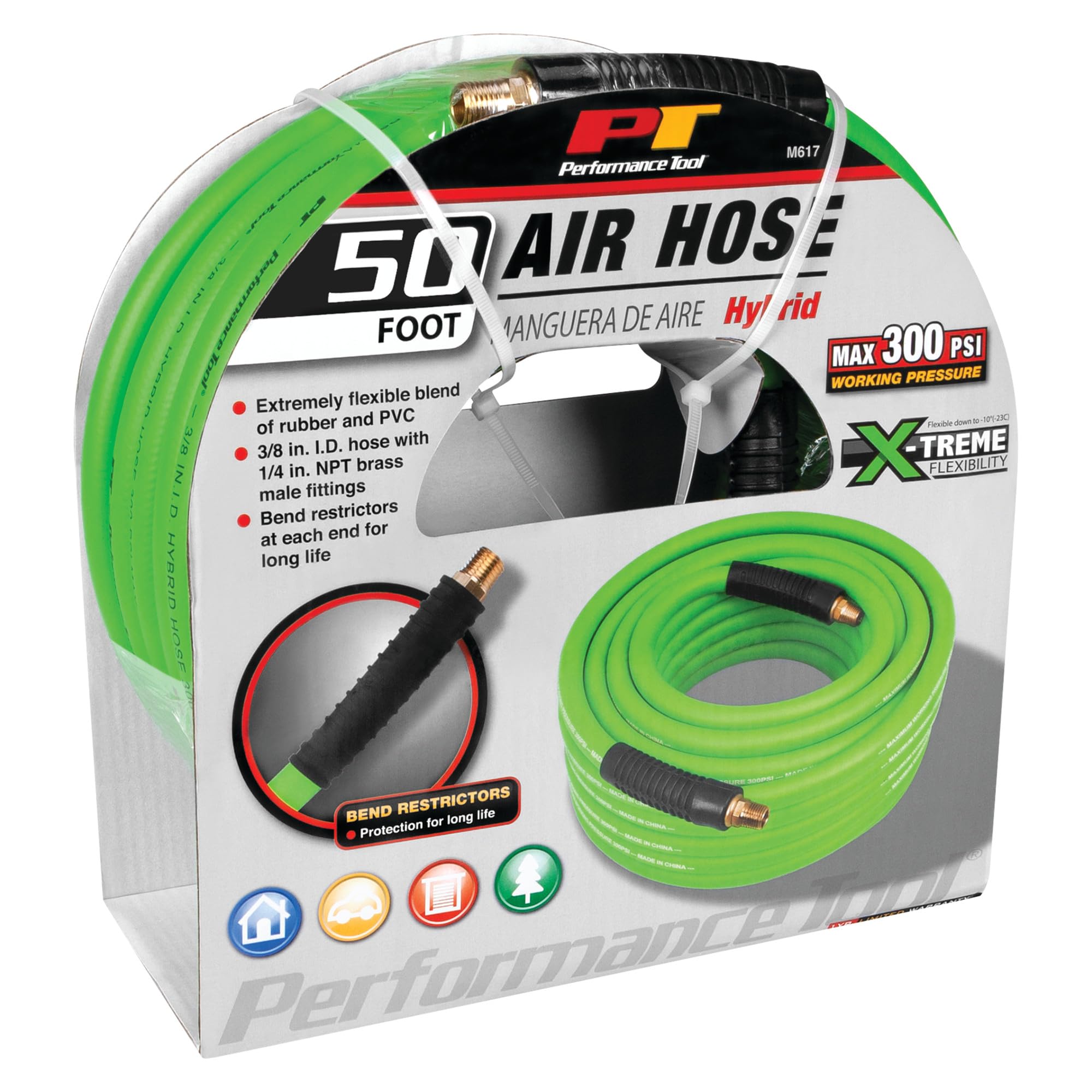 M617 Performance Tool Hybrid Air Hose - Durable and Flexible 3/8-Inch x 50ft Hose for Maximum Performance and Efficiency in Air Compressors and Tools