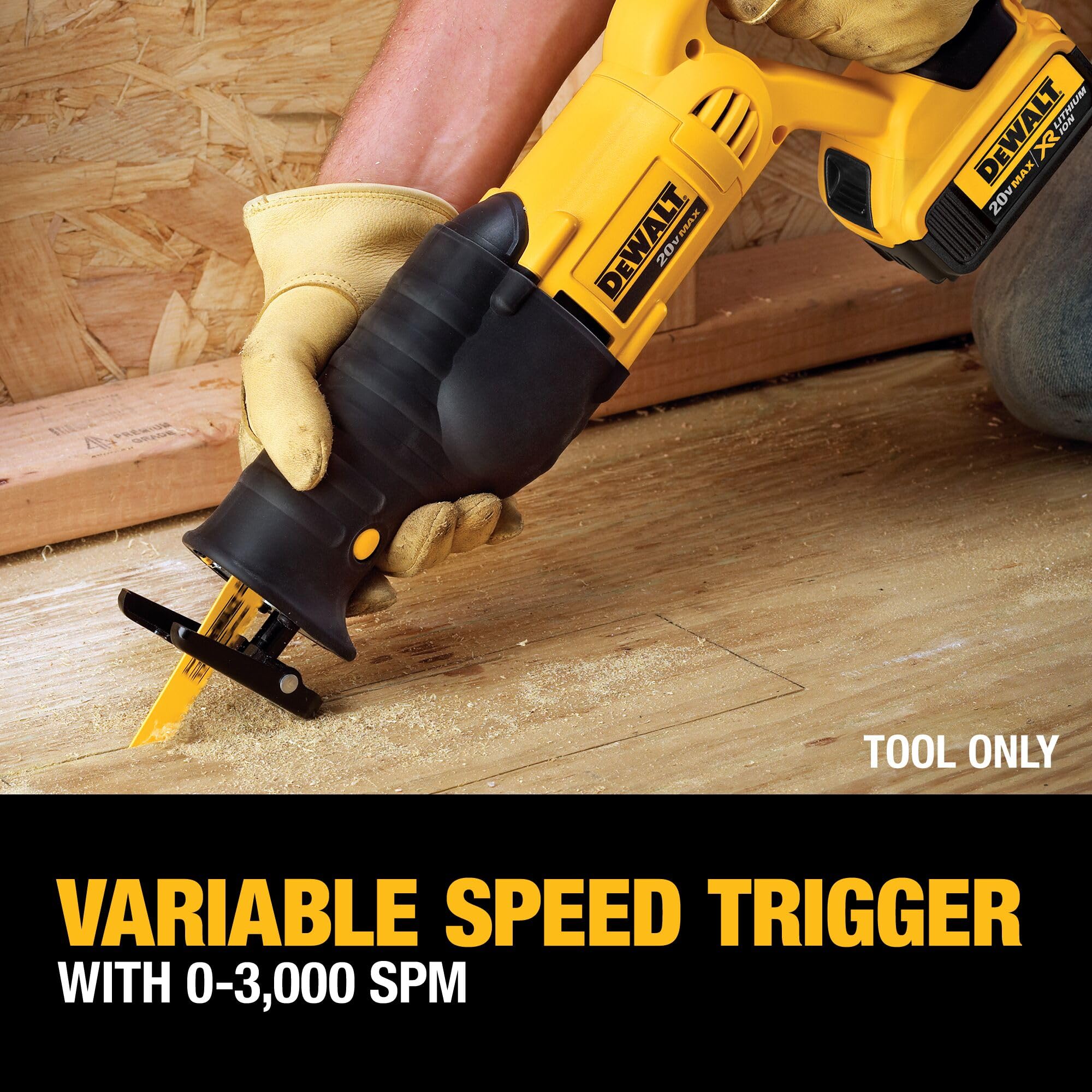 Cordless DEWALT 20V MAX* Reciprocating Saw, Battery and Charger Included (DCS380P1)