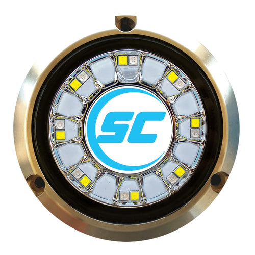 shadow-caster LED Underwater Boat Light SCR-16 - Dual Color Blue/White Combo - Bronze Housing - 60W Surface Mount - Tempered Glass Lens - IP68 Fully Submersible Waterproof