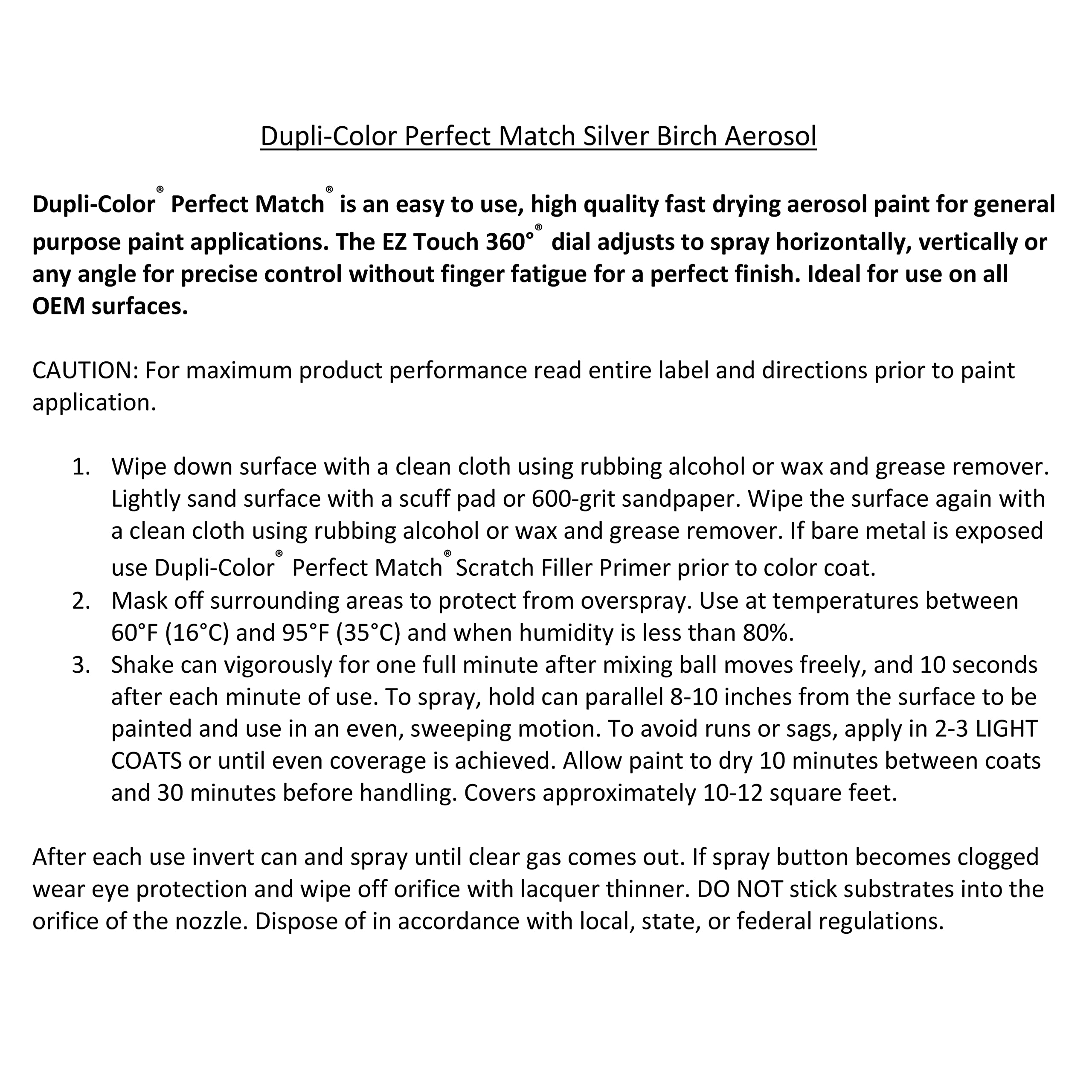 Dupli-Color EBFM03617 Automotive Spray Perfect Match, Ford Silver Birch, JP – 8 oz. Aerosol Can