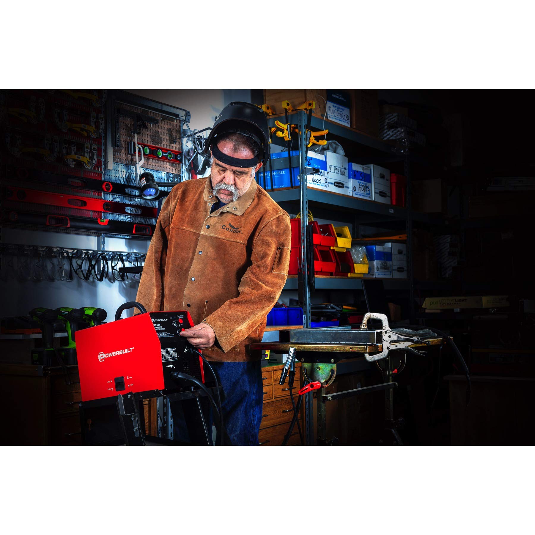 90 Amp Powerbuilt Wire Feed IGBT Inverter Welder, Power Equip & Access, Power Tools & Access, Welding Kits (240131), Red