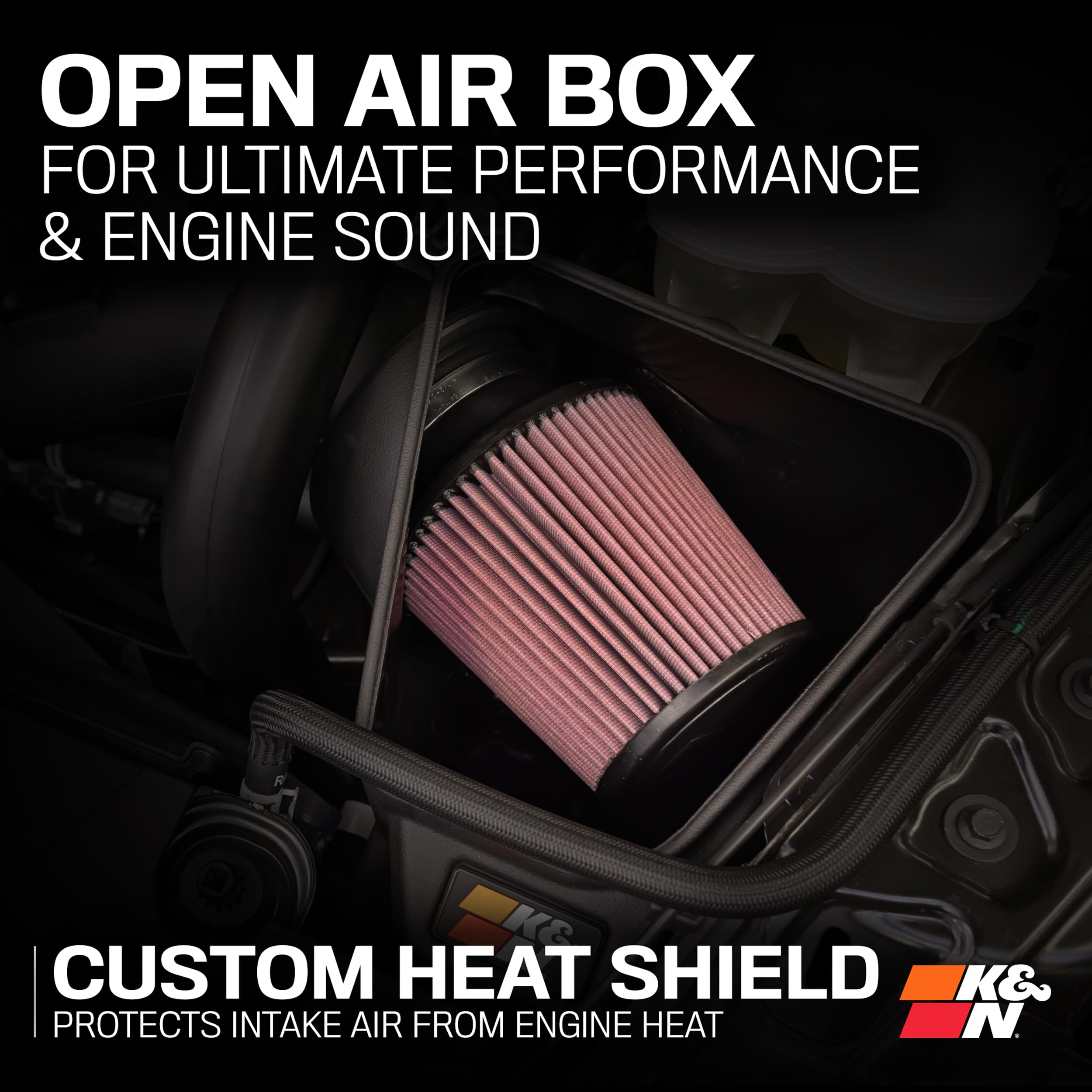 Cold Air Intake System K&N: High-Flow Air Filter, Increase Performance & Acceleration: Compatible with 2024-2025 Ford: Mustang, 63-2627