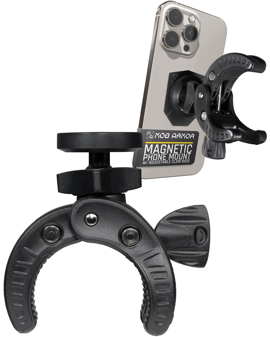 Mob Armor Claw MobNetic with 360° Rotation - Bar Mount for Golf Carts, Strollers, or Any enclosed cab Vehicle with Round or Square Tubes- Universal Car Magnetic Phone Mount, Assembled in USA - Black